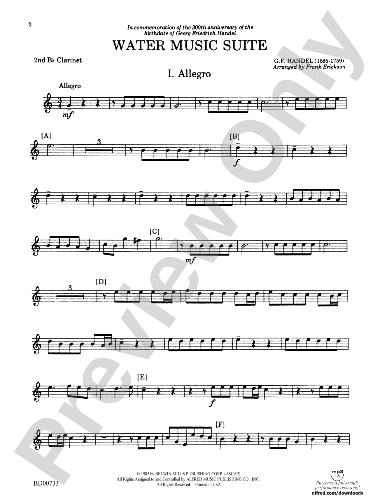 Water Music Suite: 2nd B-flat Clarinet