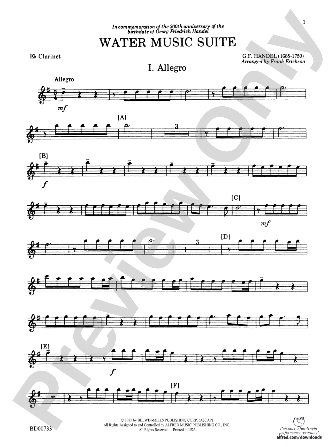 Water Music Suite: E-flat Soprano Clarinet