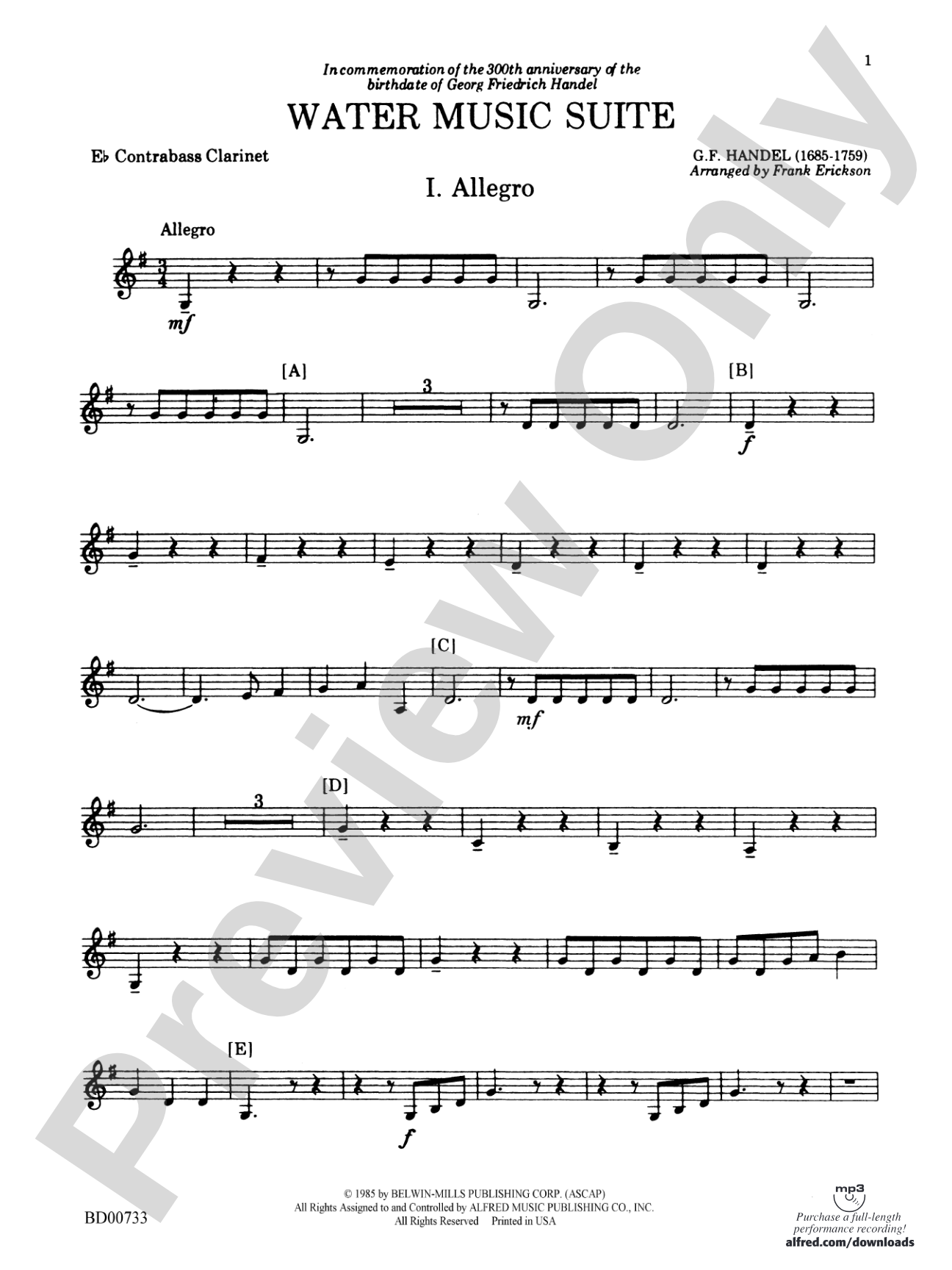 Water Music Suite: E-flat Contrabass Clarinet