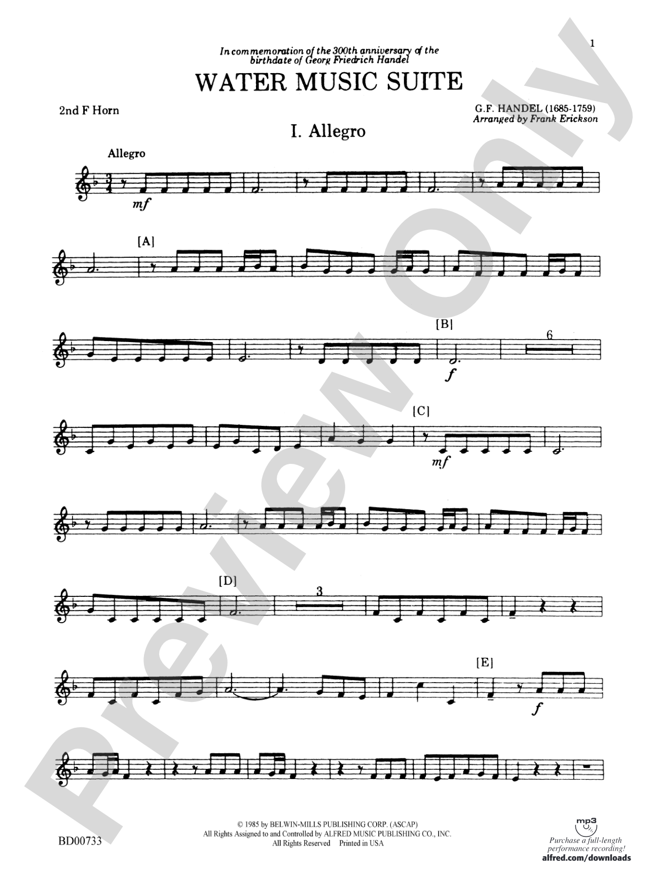 Water Music Suite: 2nd F Horn