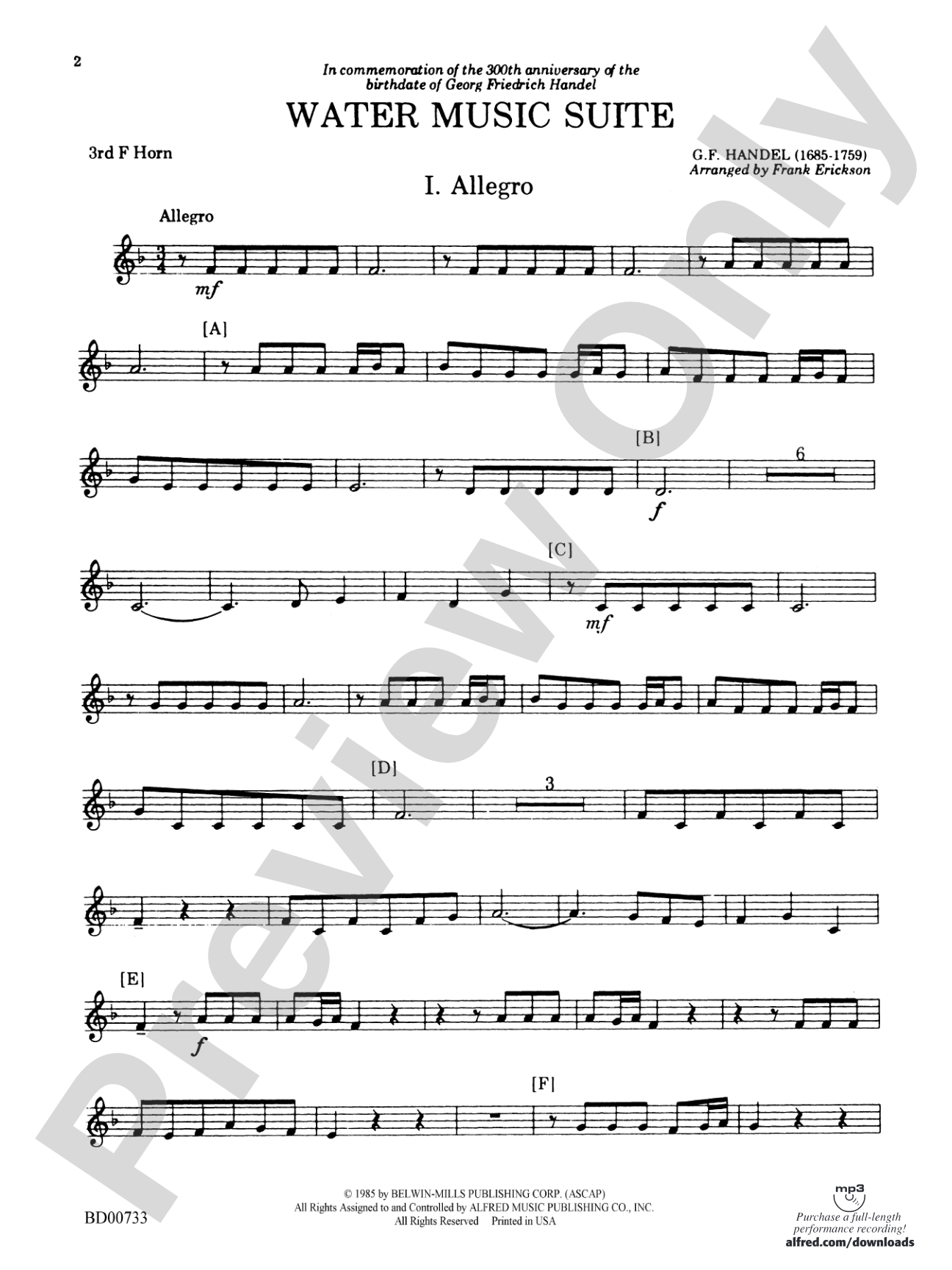 Water Music Suite: 3rd F Horn