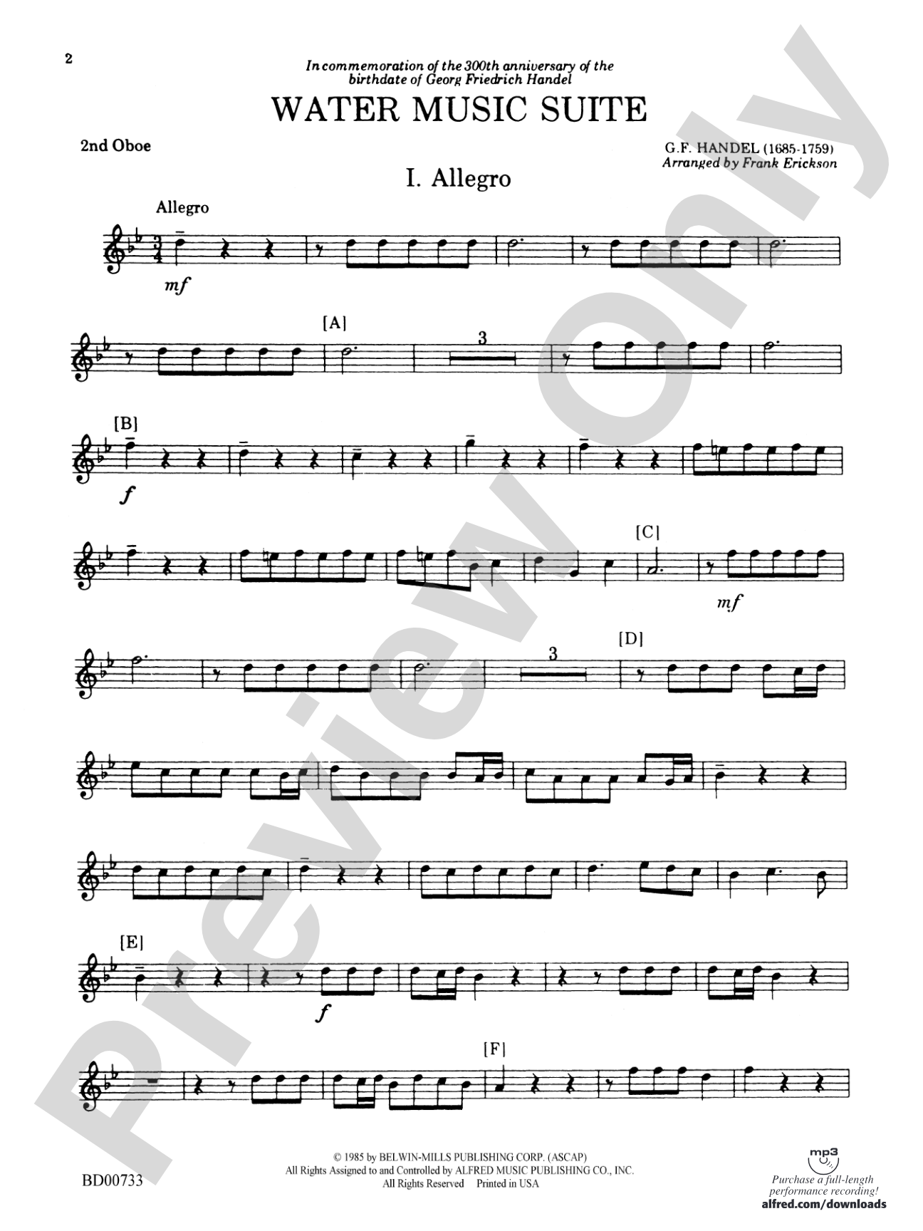 Water Music Suite: 2nd Oboe