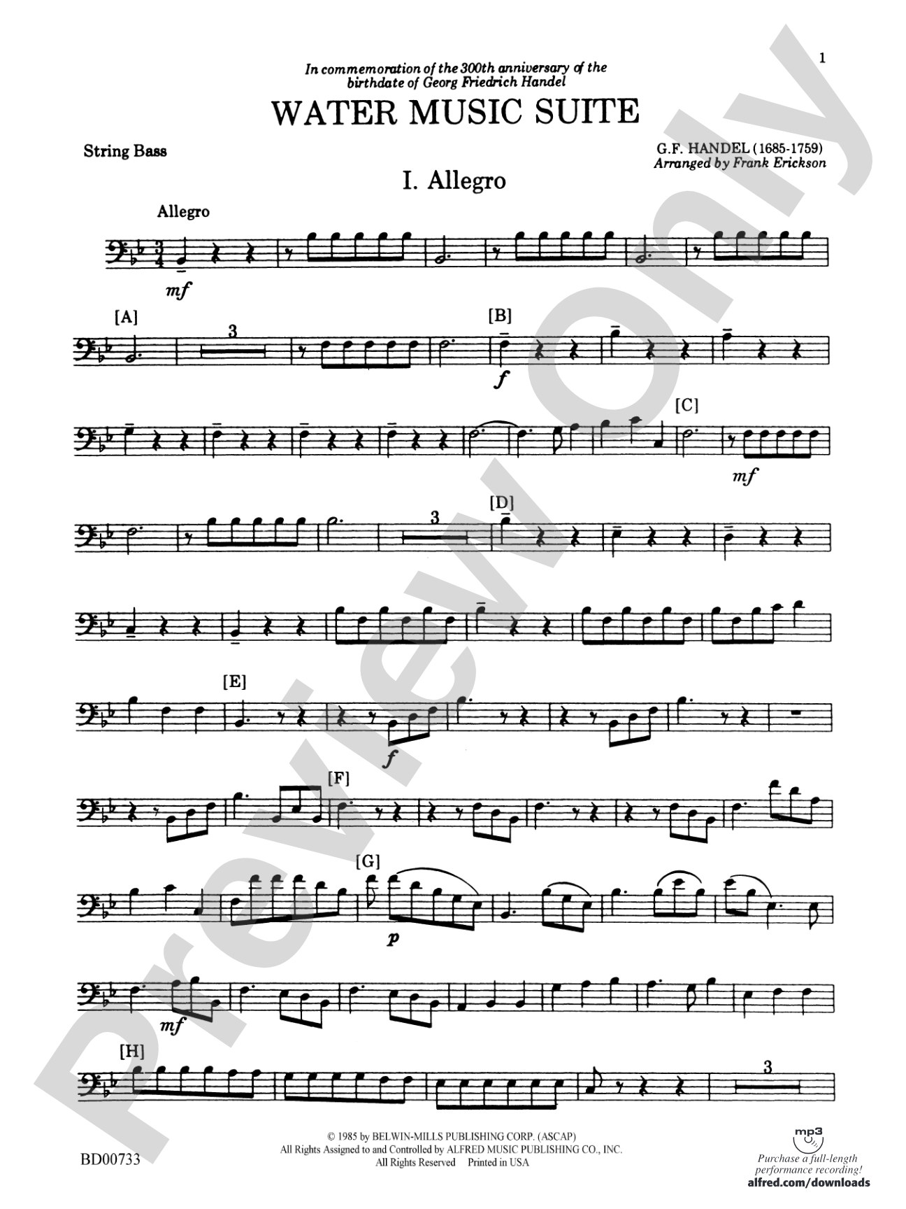 Water Music Suite: String Bass