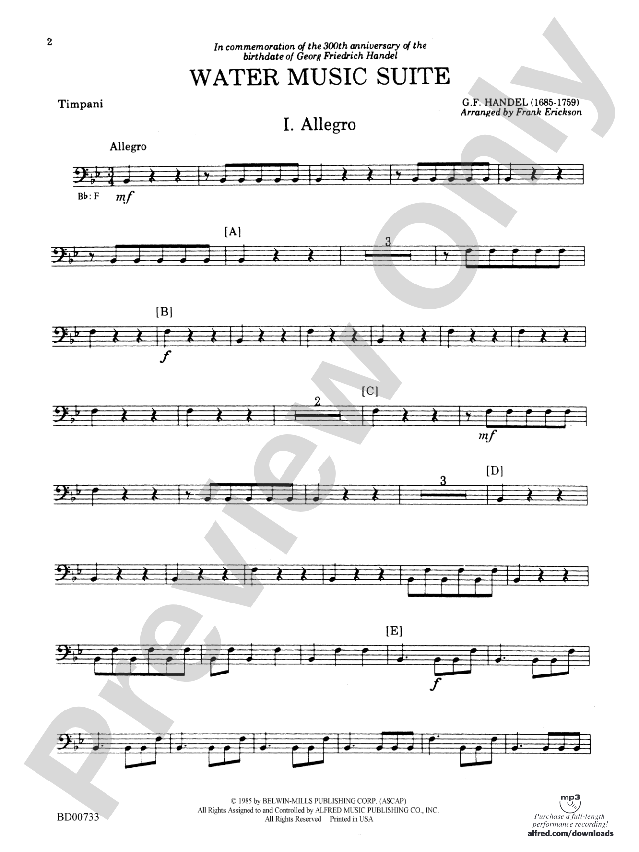 Water Music Suite: Timpani