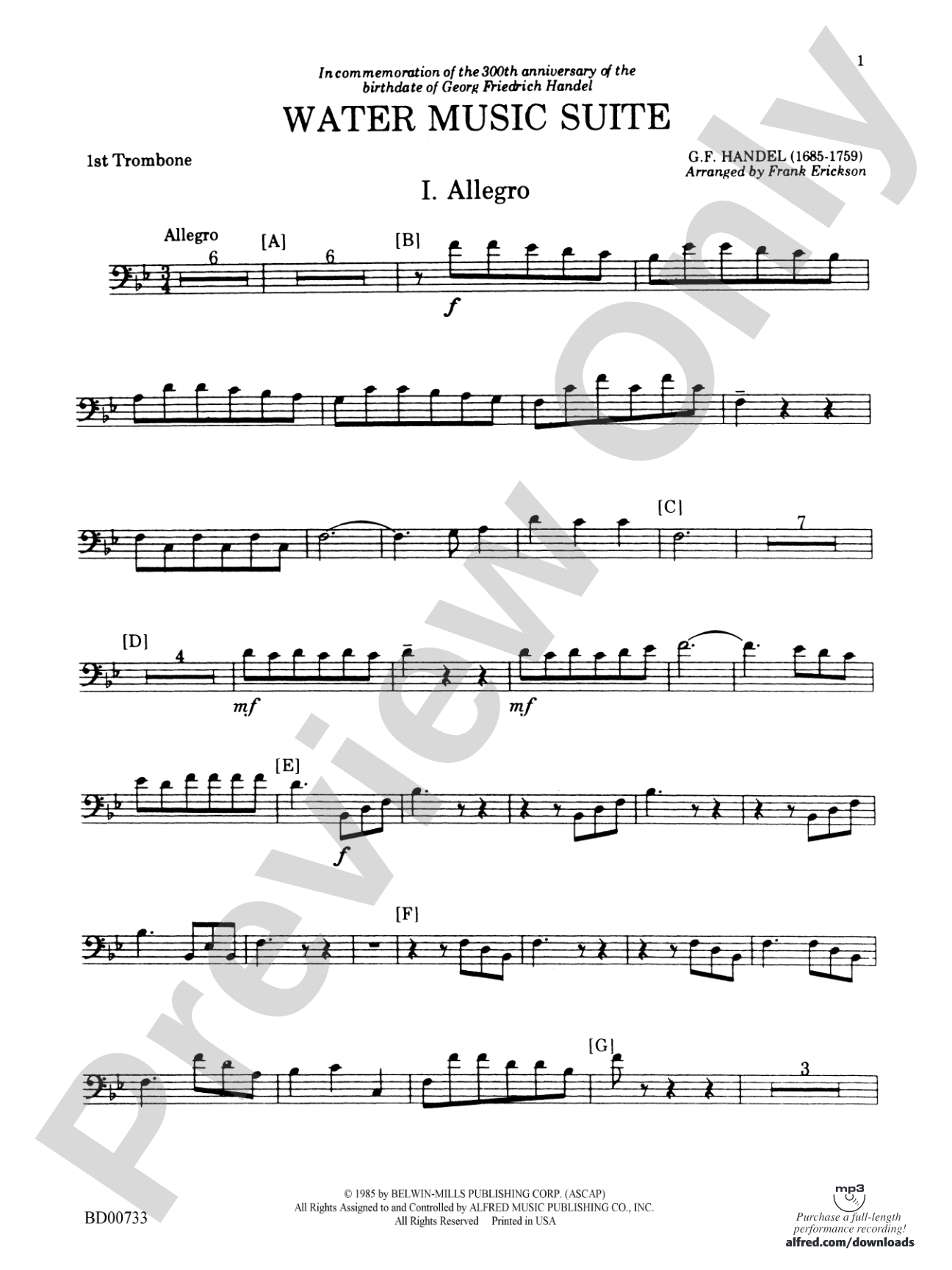 Water Music Suite: 1st Trombone