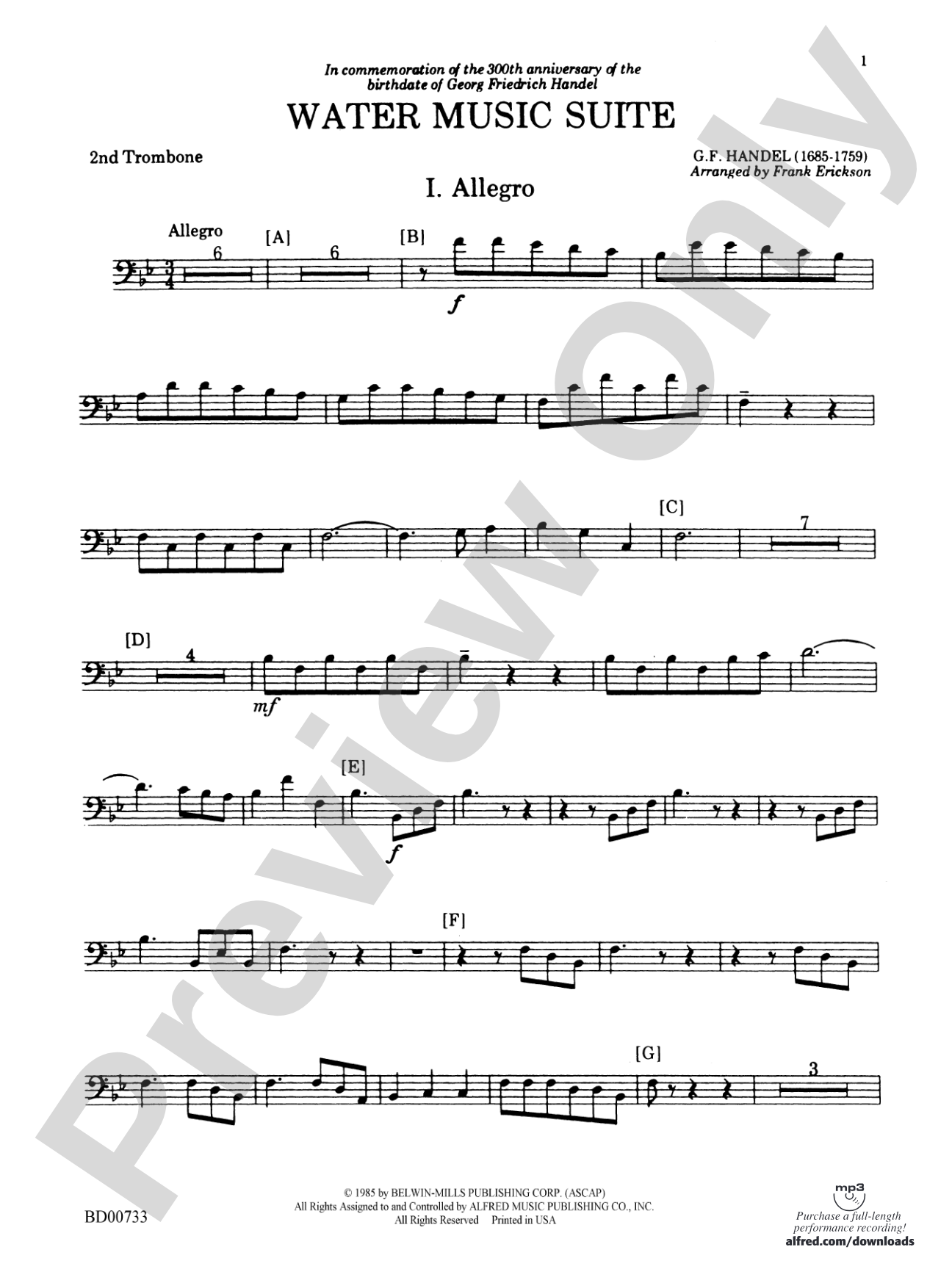 Water Music Suite: 2nd Trombone