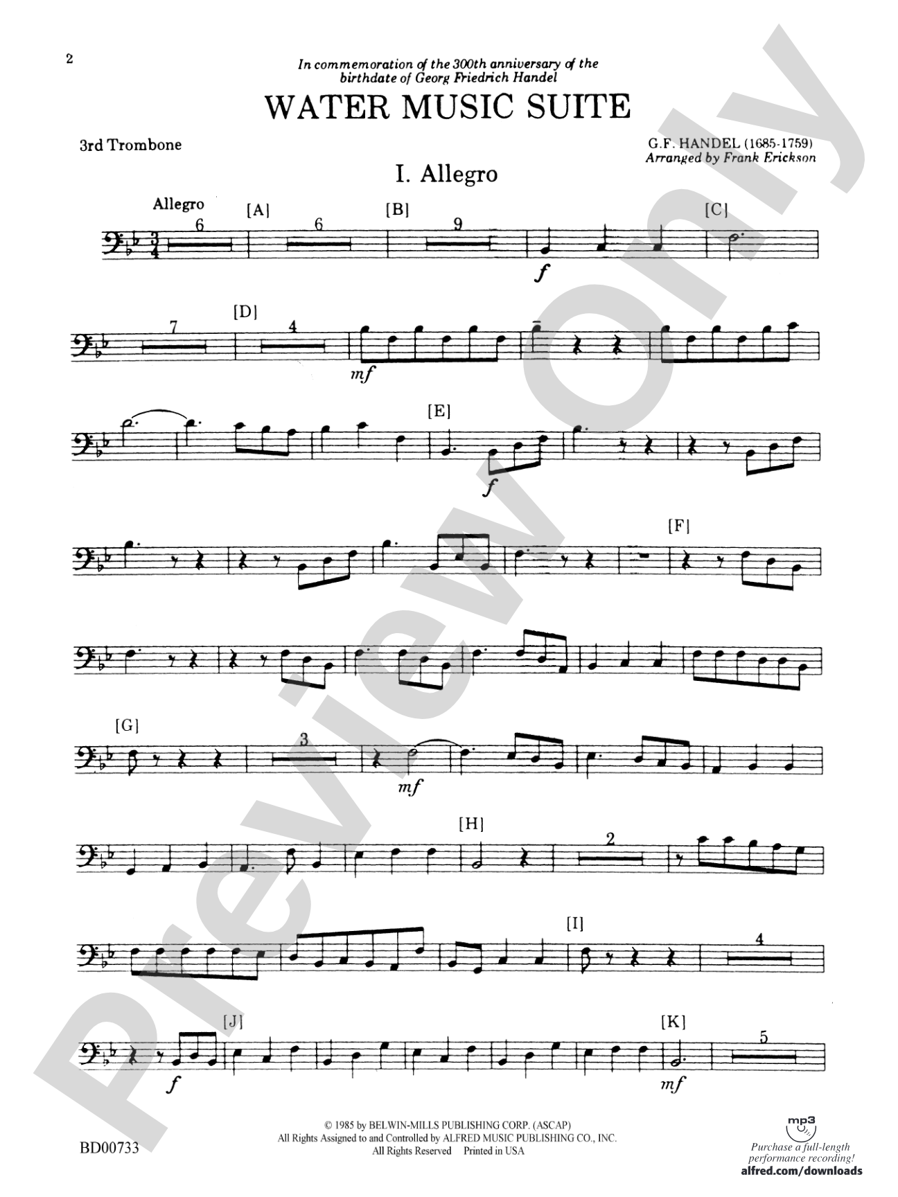 Water Music Suite: 3rd Trombone