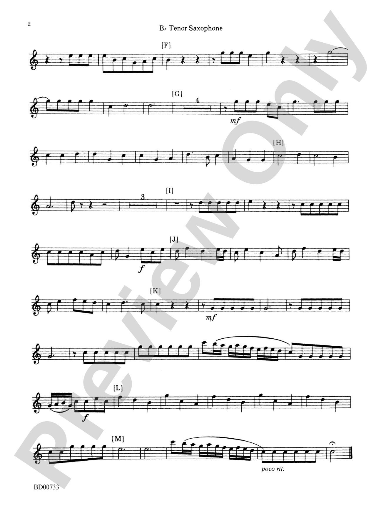 Water Music Suite: B-flat Tenor Saxophone