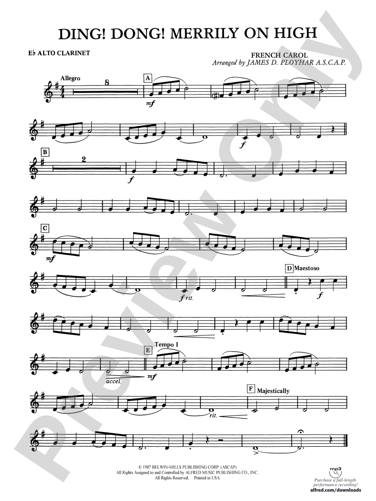 Ding! Dong! Merrily on High: E-flat Alto Clarinet