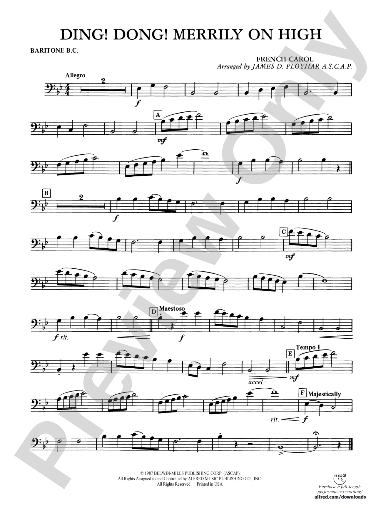 Ding! Dong! Merrily on High: Baritone B.C.