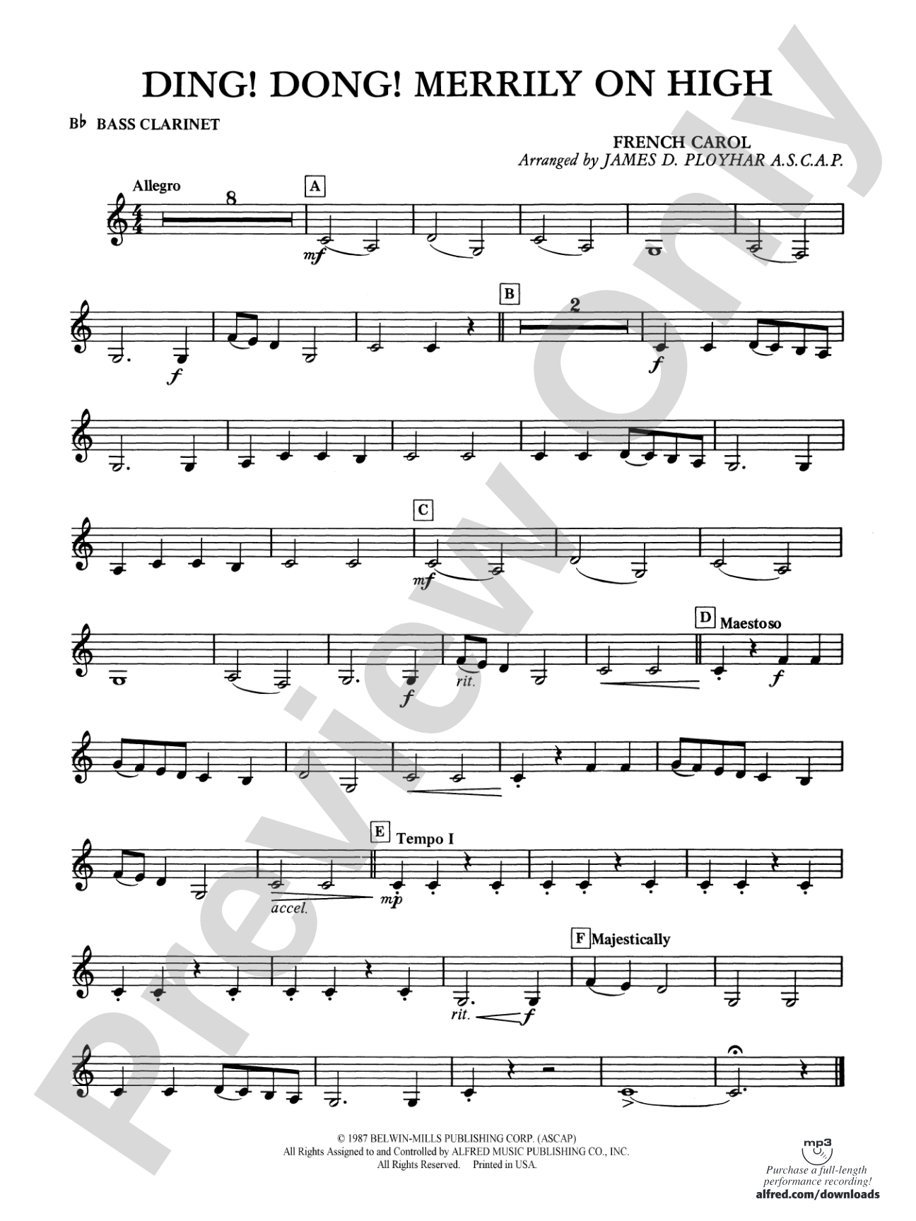 Ding! Dong! Merrily on High: B-flat Bass Clarinet