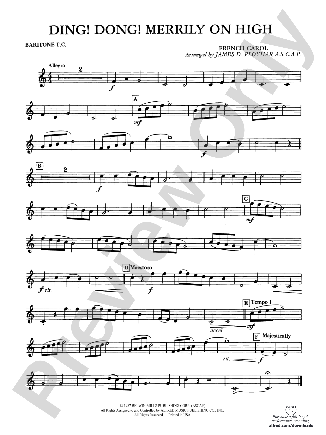 Ding! Dong! Merrily on High: Baritone T.C.