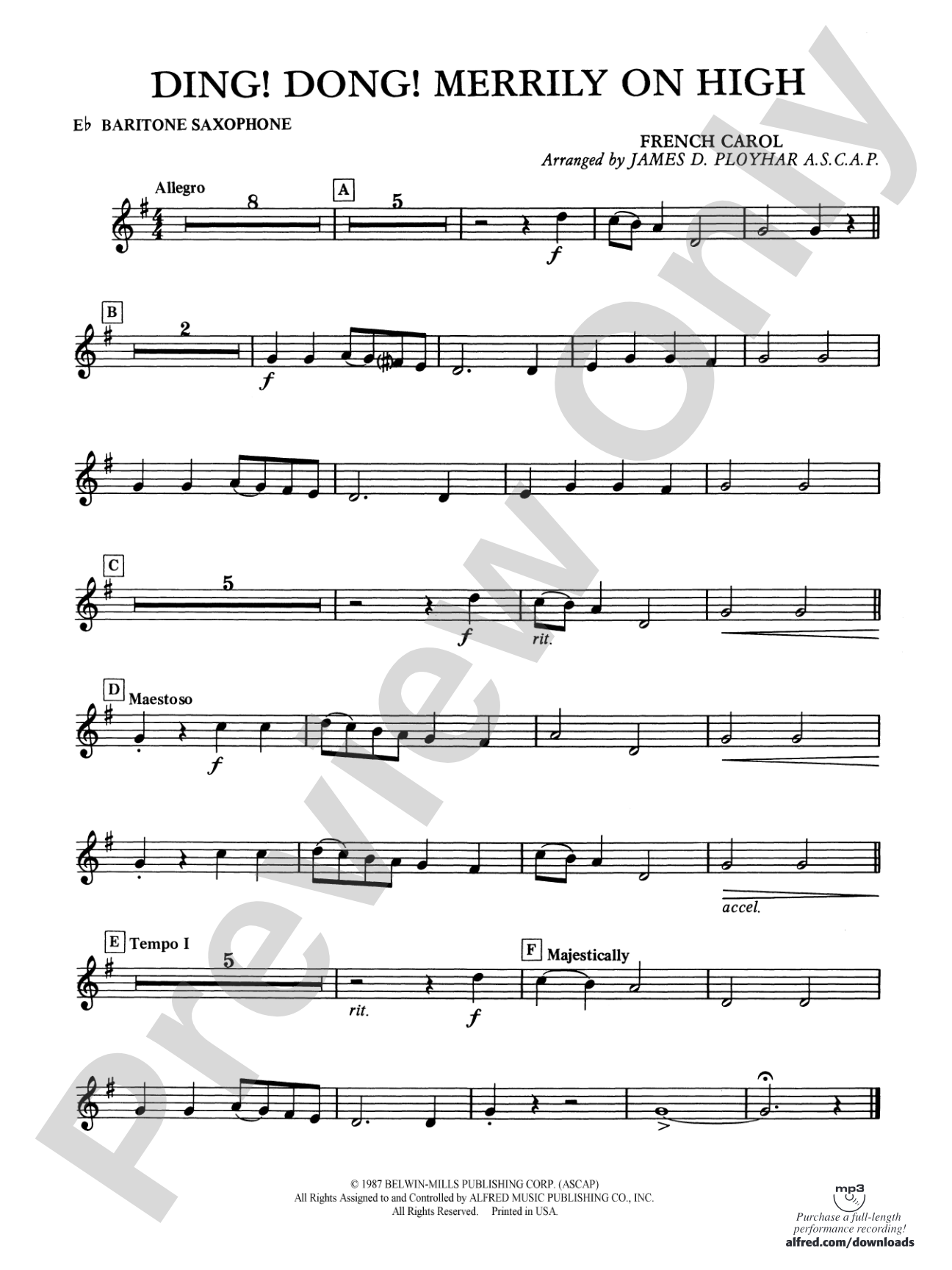 Ding! Dong! Merrily on High: E-flat Baritone Saxophone