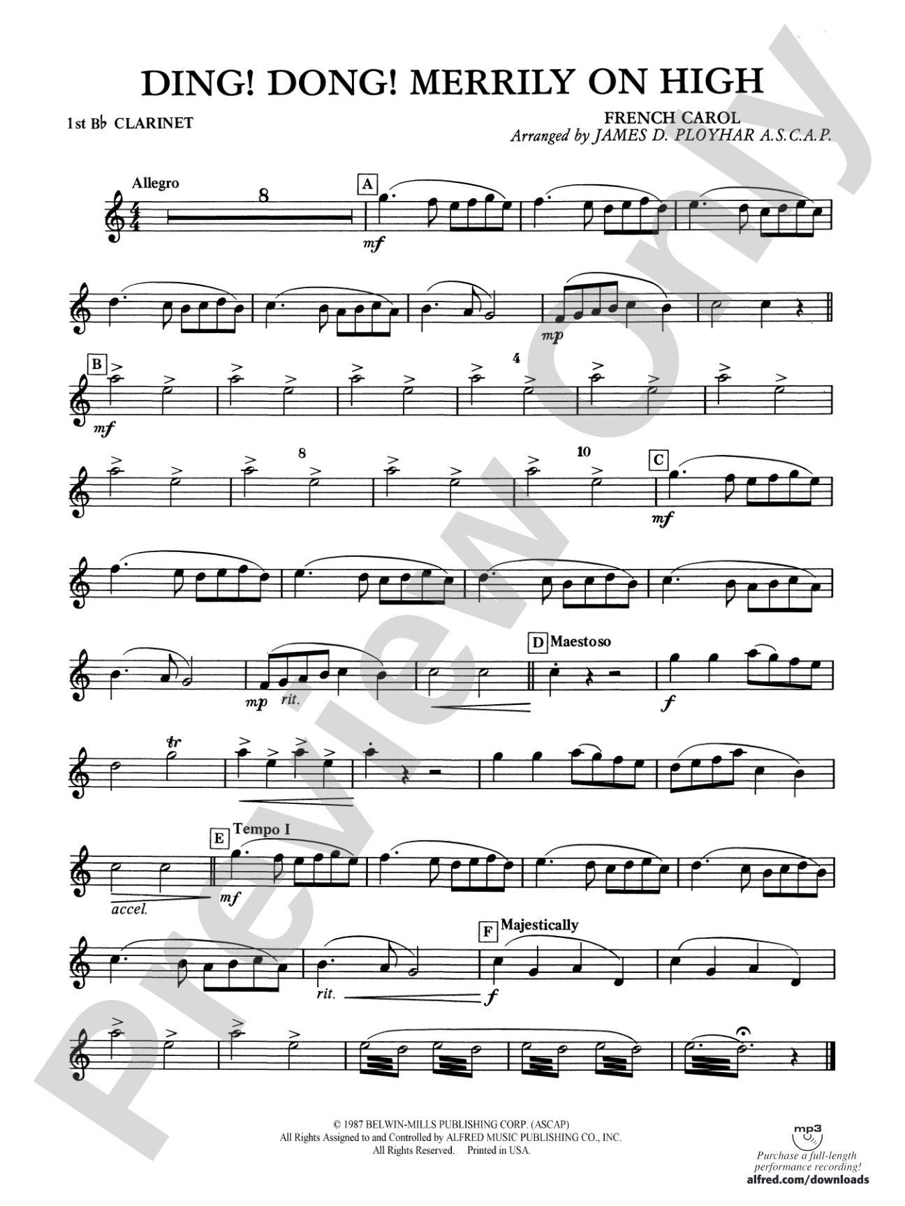 Ding! Dong! Merrily on High: 1st B-flat Clarinet