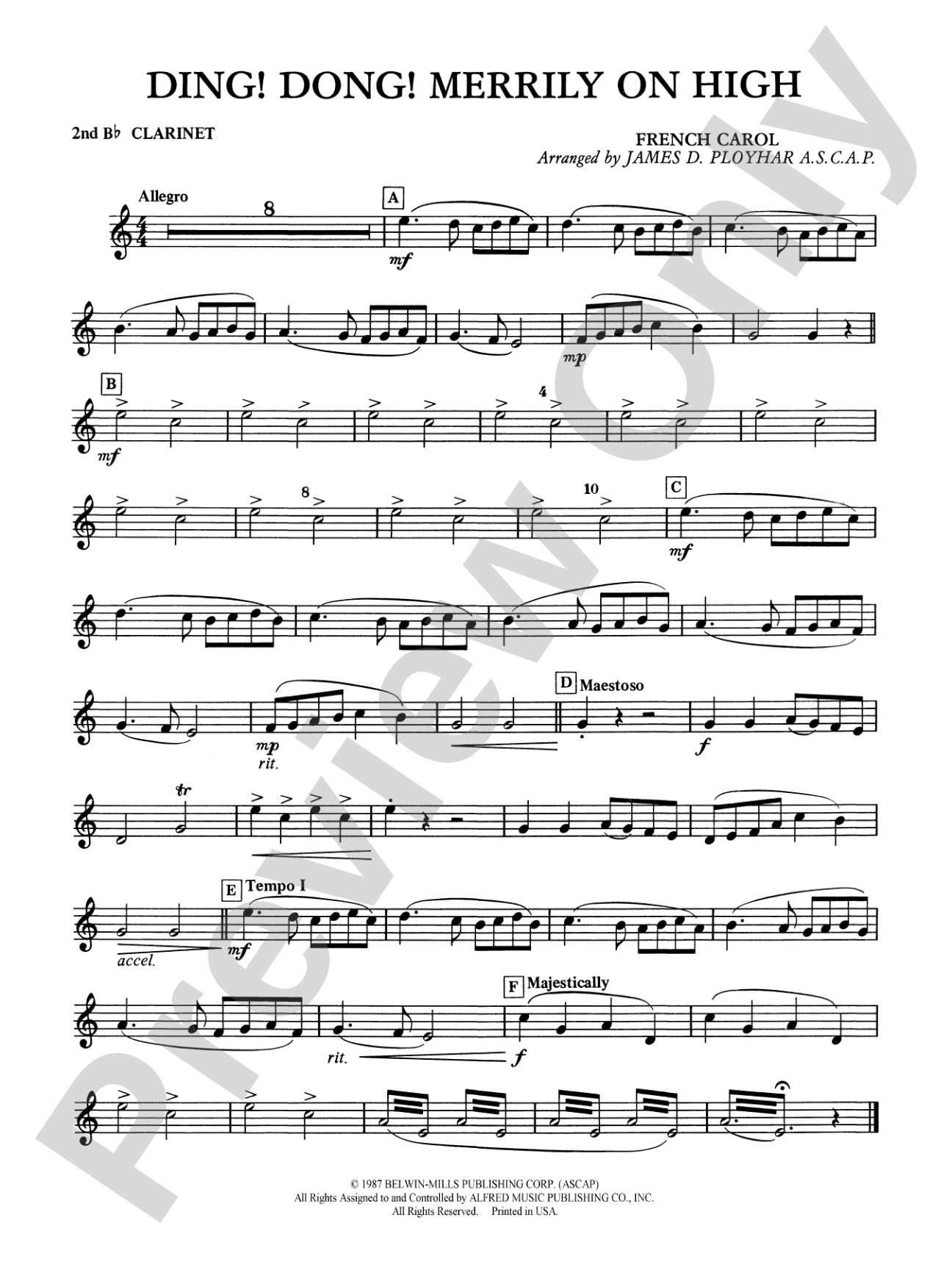 Ding! Dong! Merrily on High: 2nd B-flat Clarinet