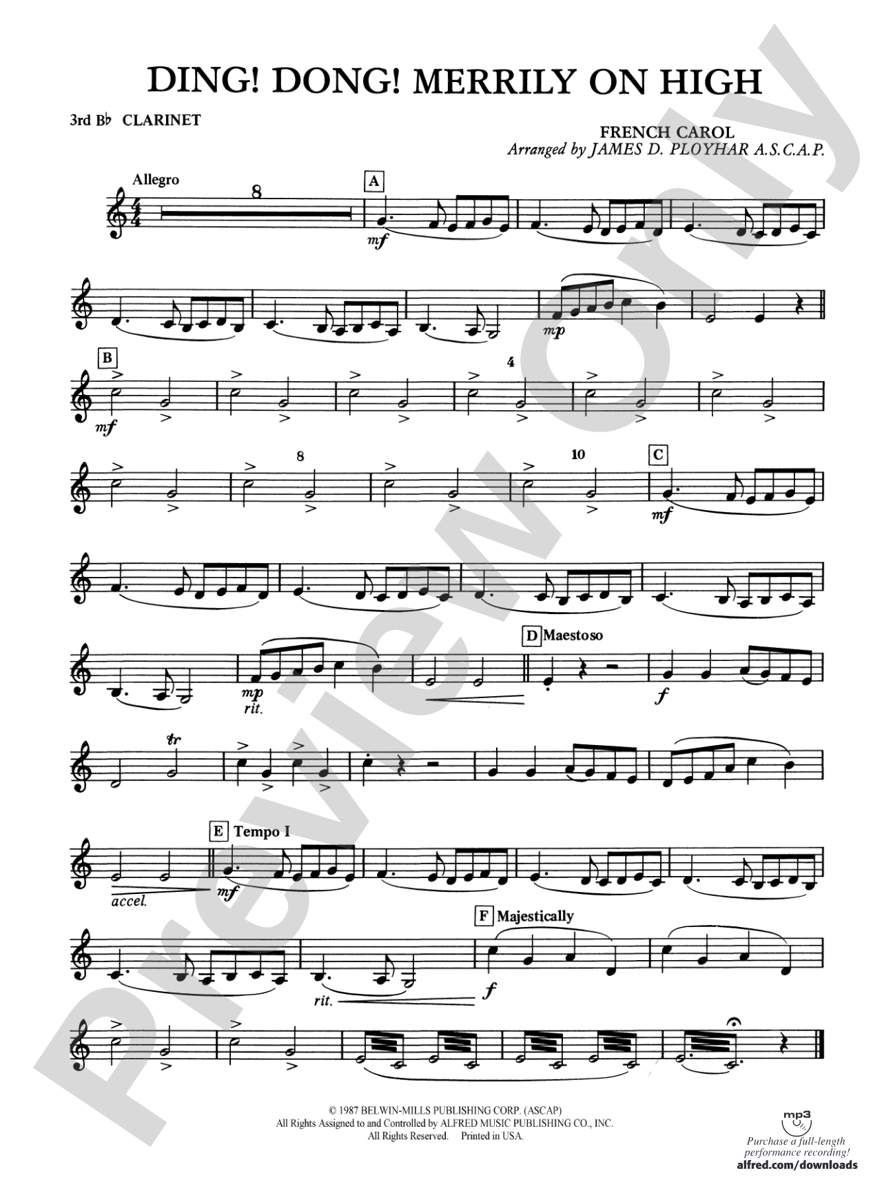 Ding! Dong! Merrily on High: 3rd B-flat Clarinet