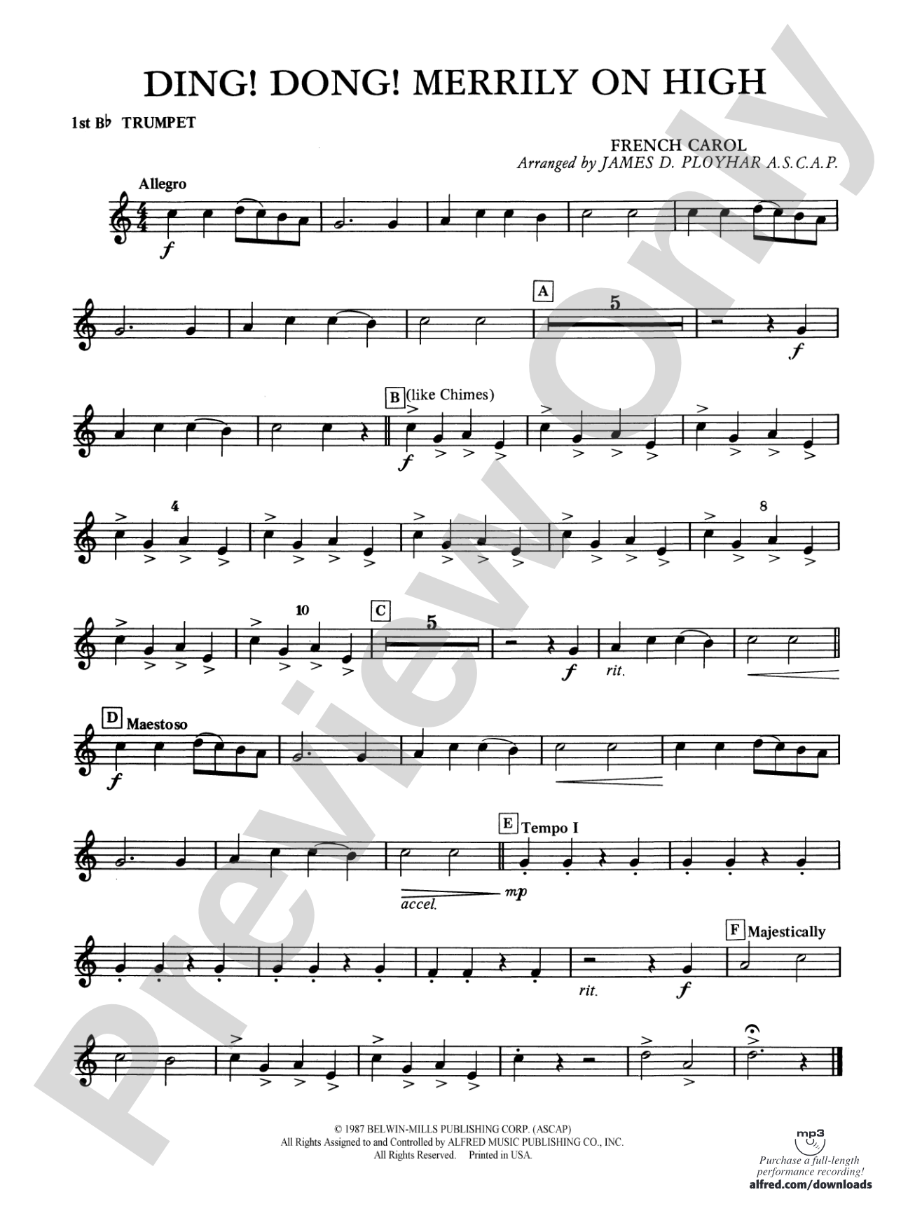 Ding! Dong! Merrily on High: 1st B-flat Trumpet