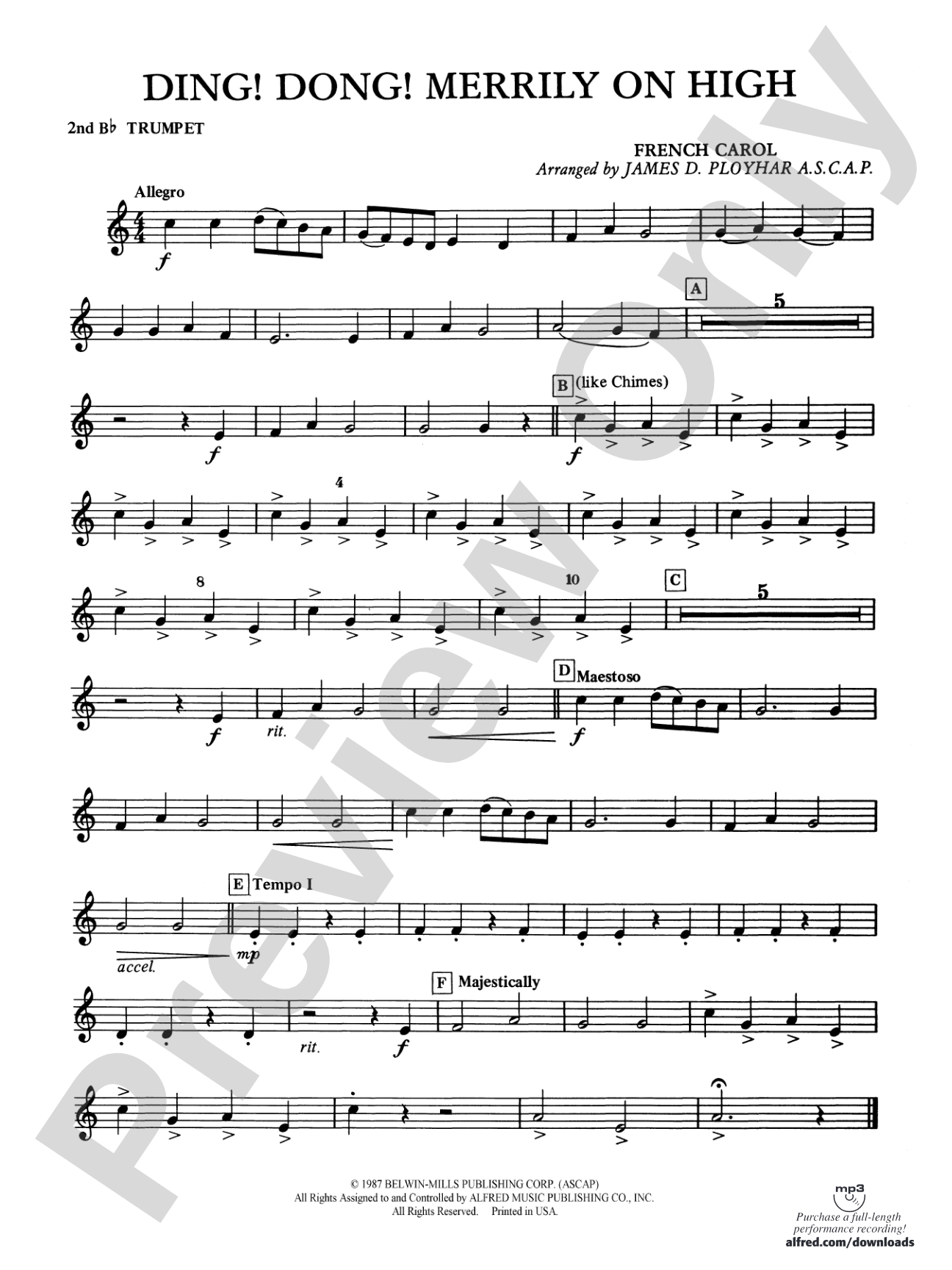 Ding! Dong! Merrily on High: 2nd B-flat Trumpet