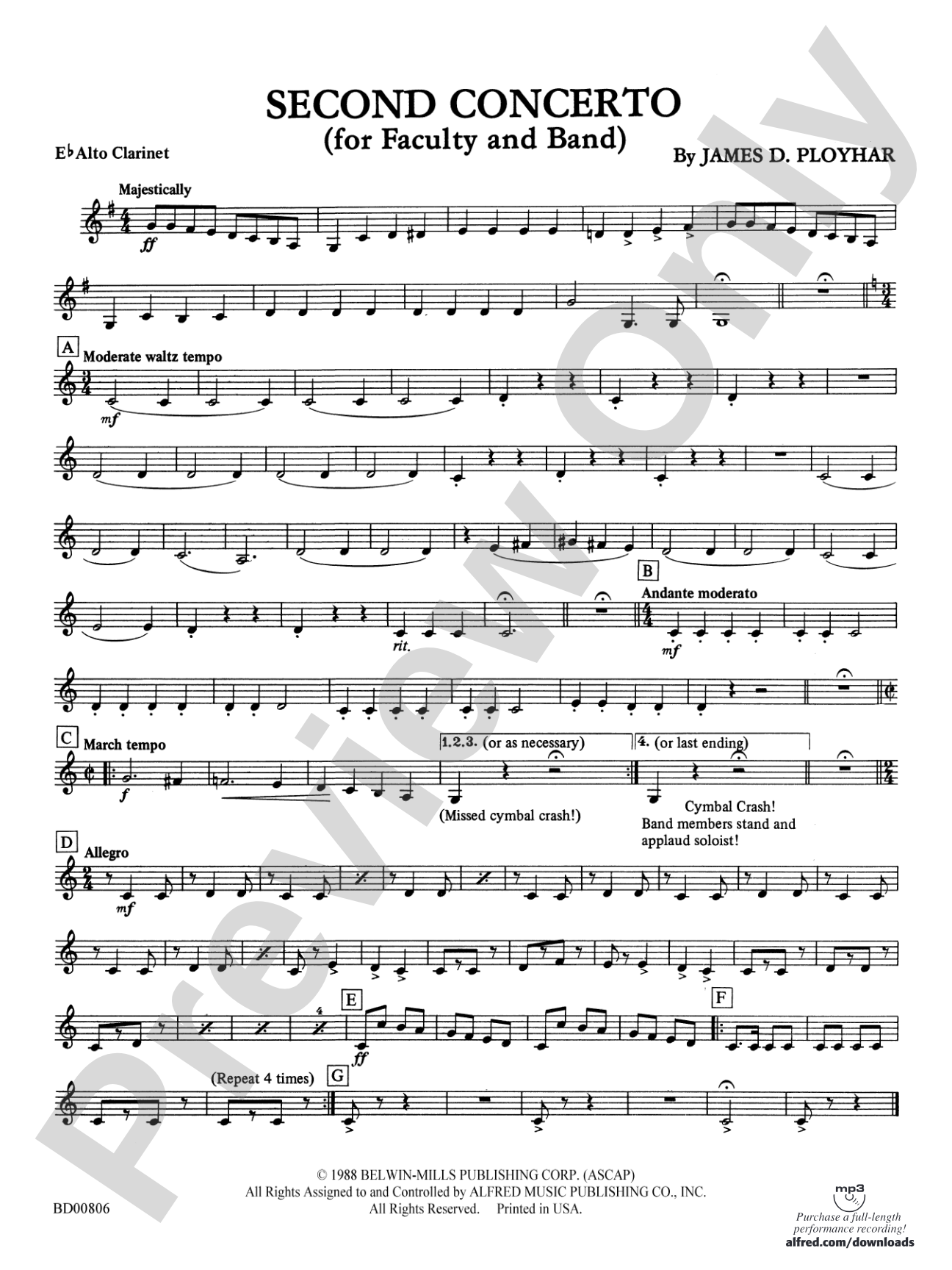 Second Concerto for Faculty and Band: E-flat Alto Clarinet