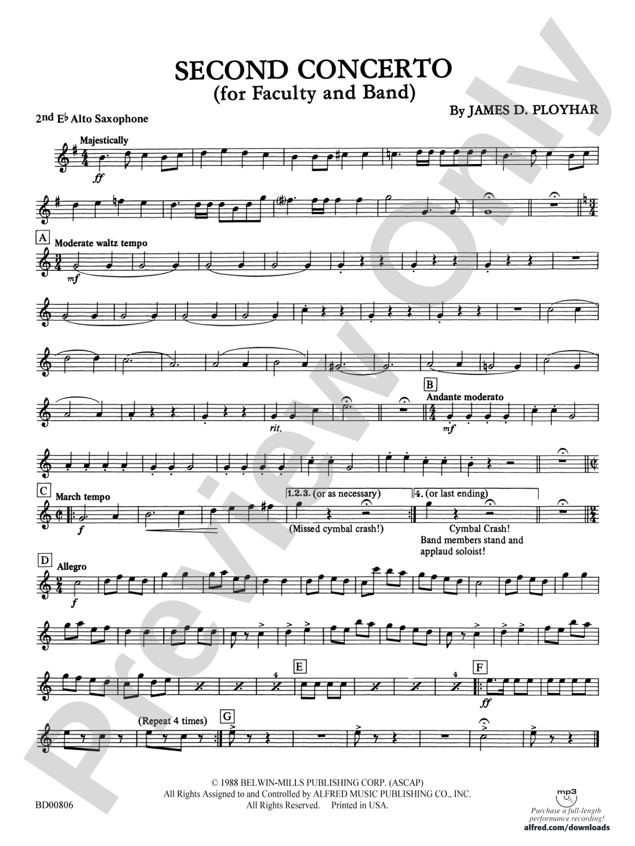Second Concerto for Faculty and Band: 2nd E-flat Alto Saxophone