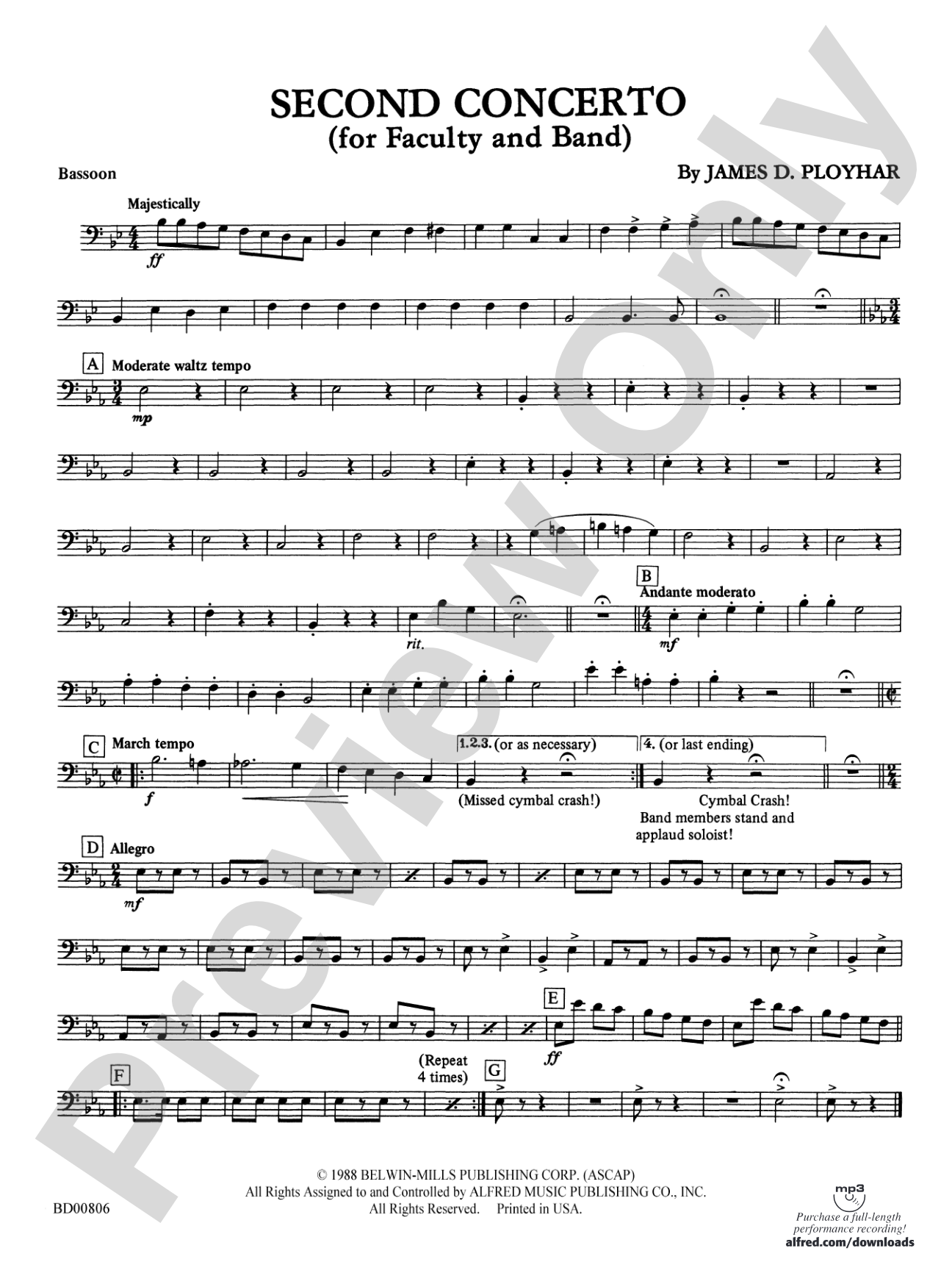 Second Concerto for Faculty and Band: Bassoon