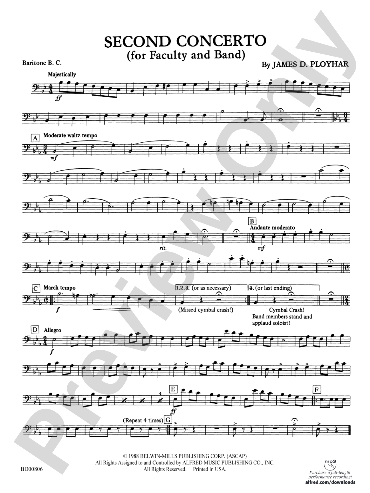 Second Concerto for Faculty and Band: Baritone B.C.