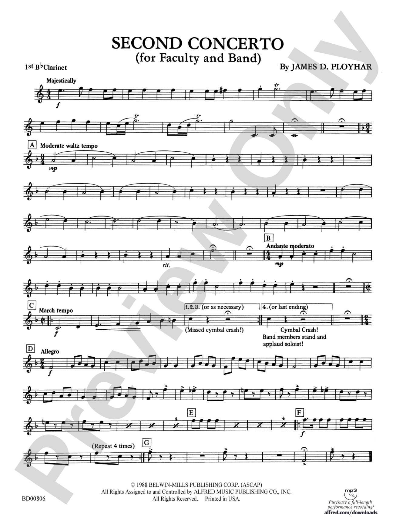 Second Concerto for Faculty and Band: 1st B-flat Clarinet