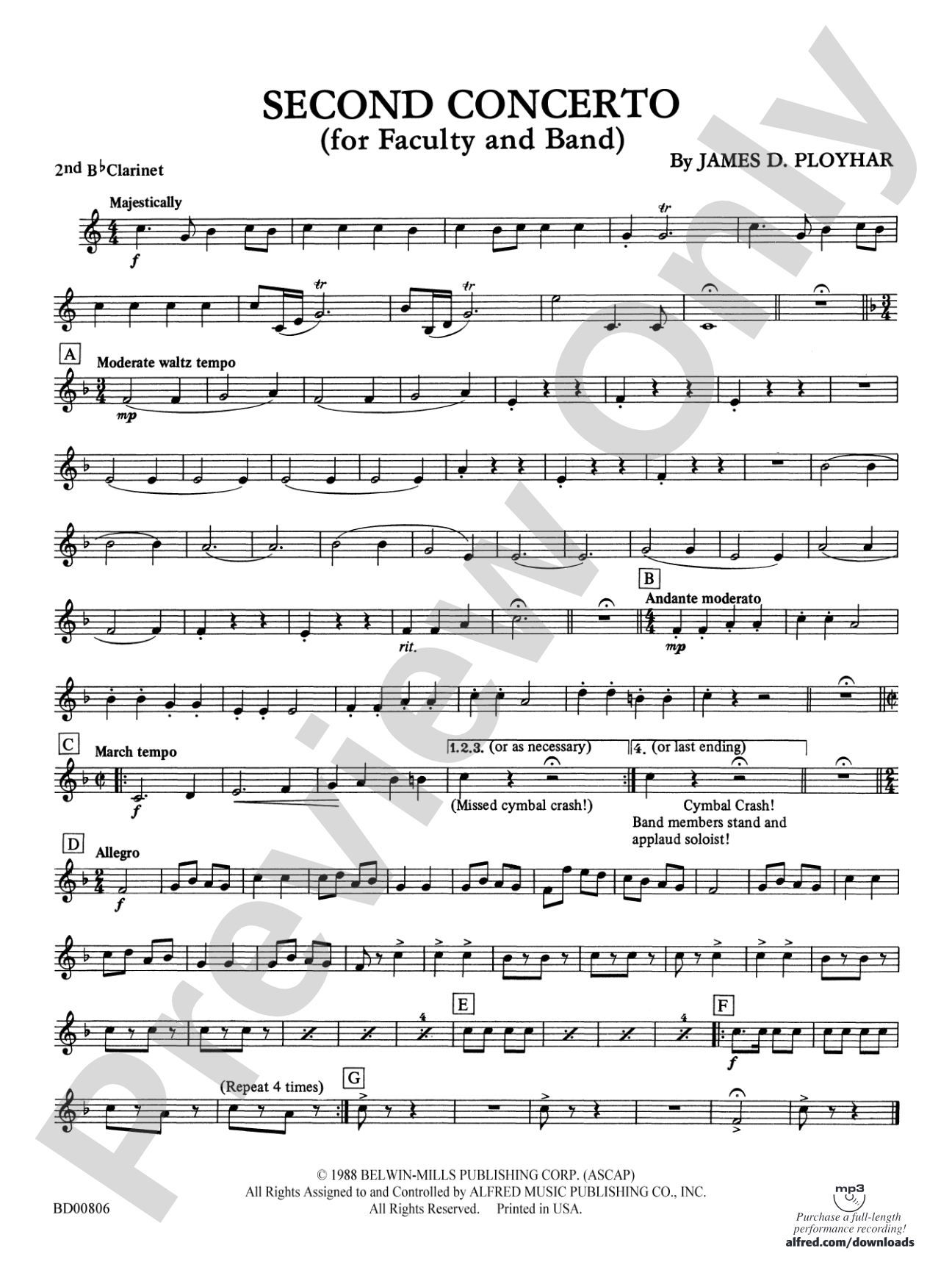 Second Concerto for Faculty and Band: 2nd B-flat Clarinet