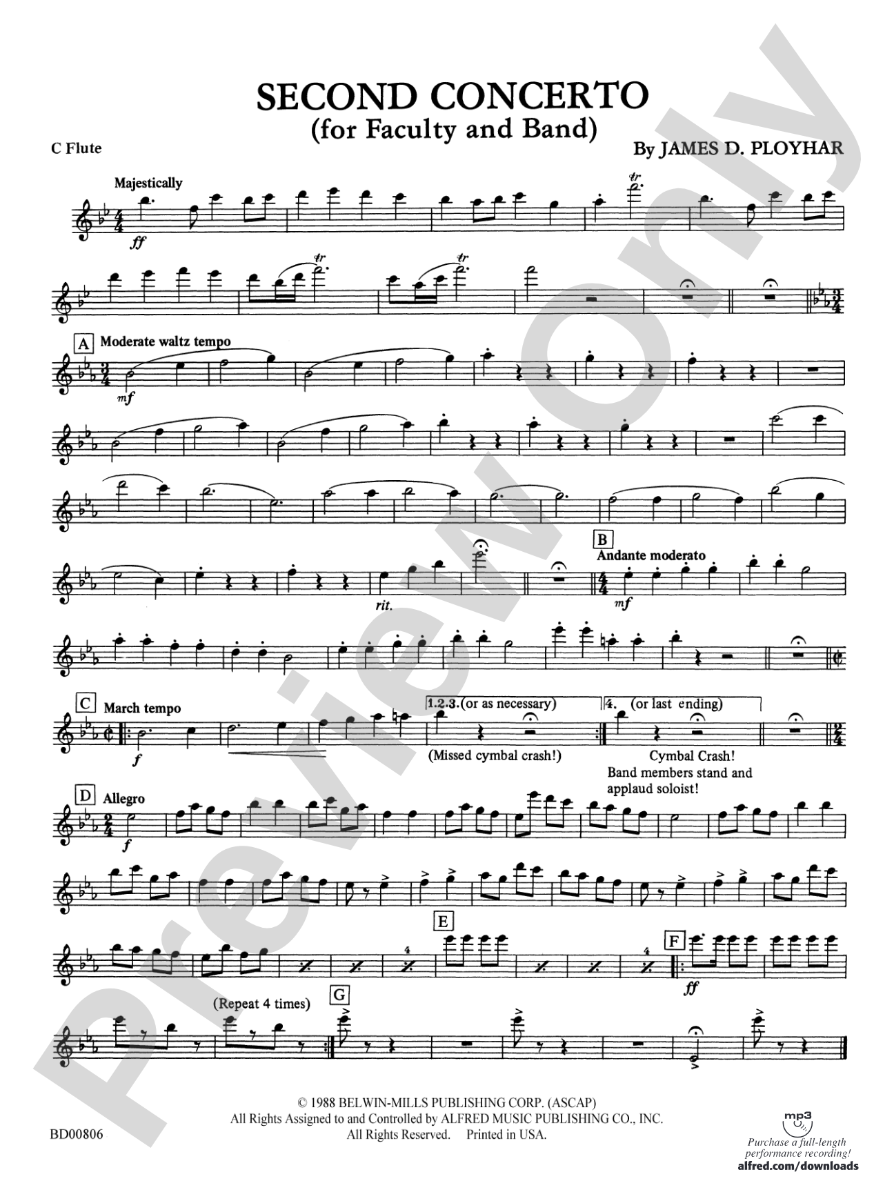 Second Concerto for Faculty and Band: Flute