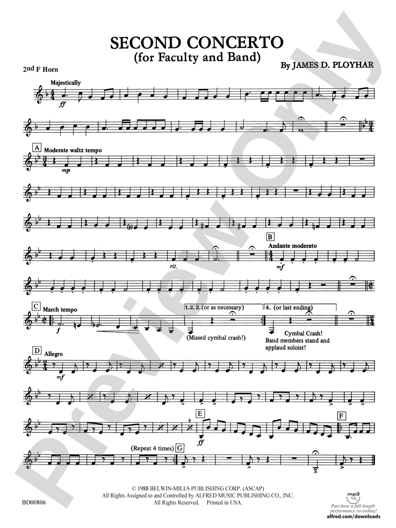 Second Concerto for Faculty and Band: 2nd F Horn