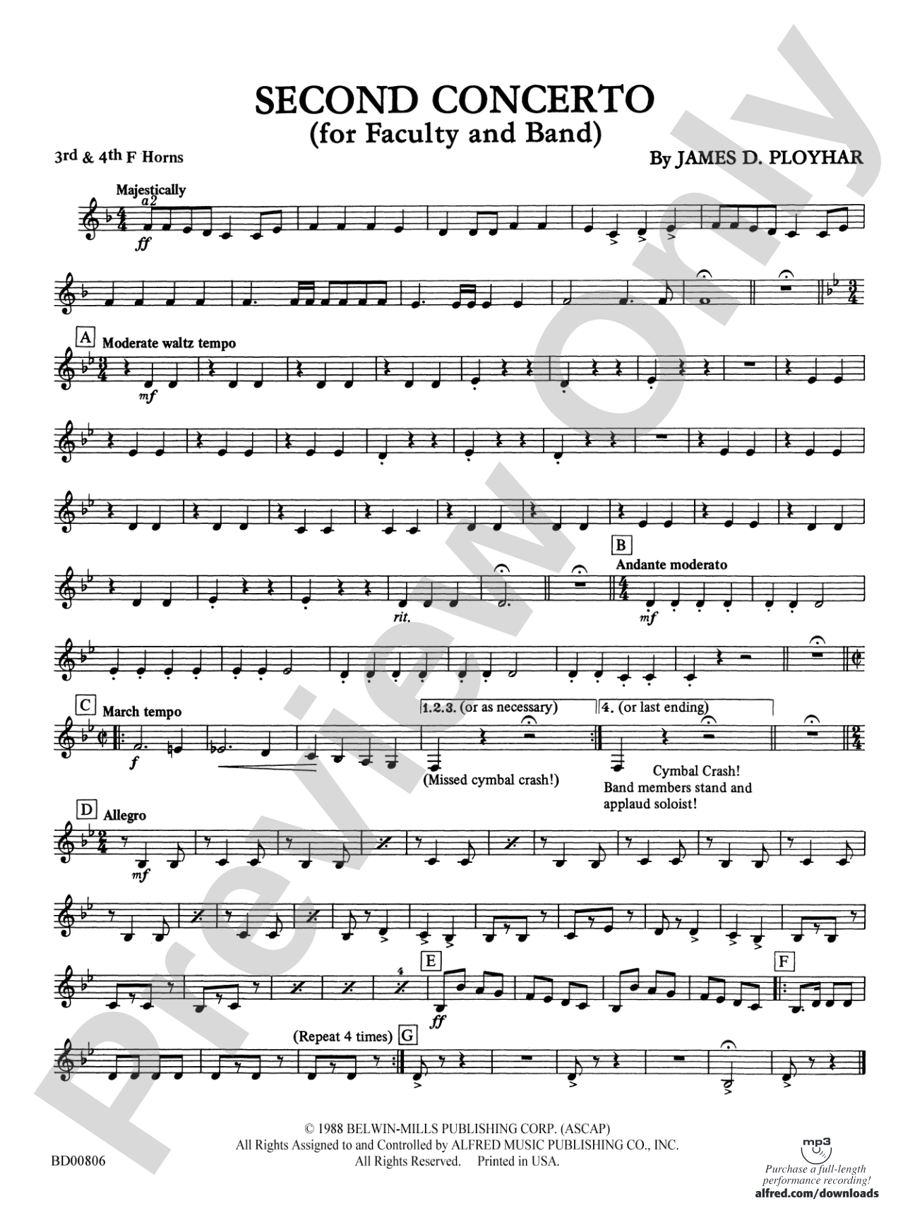 Second Concerto for Faculty and Band: 3rd & 4th F Horns