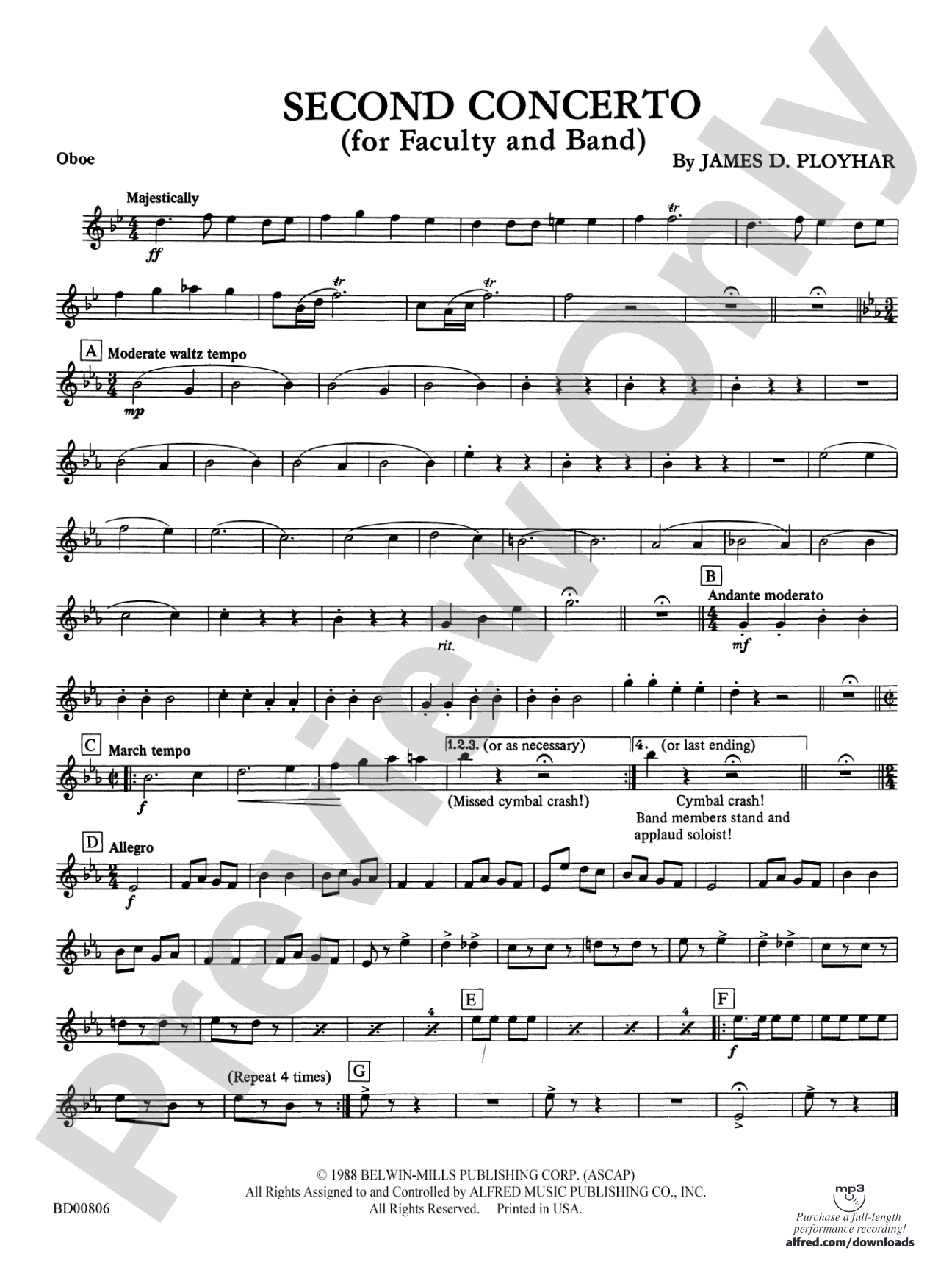 Second Concerto for Faculty and Band: Oboe