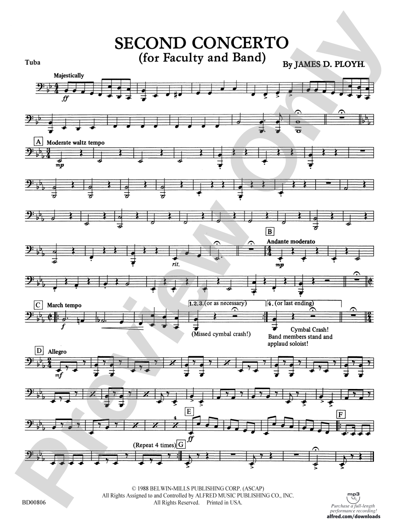 Second Concerto for Faculty and Band: Tuba