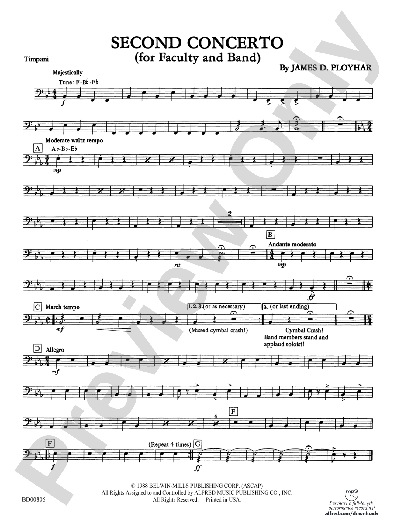 Second Concerto for Faculty and Band: Timpani