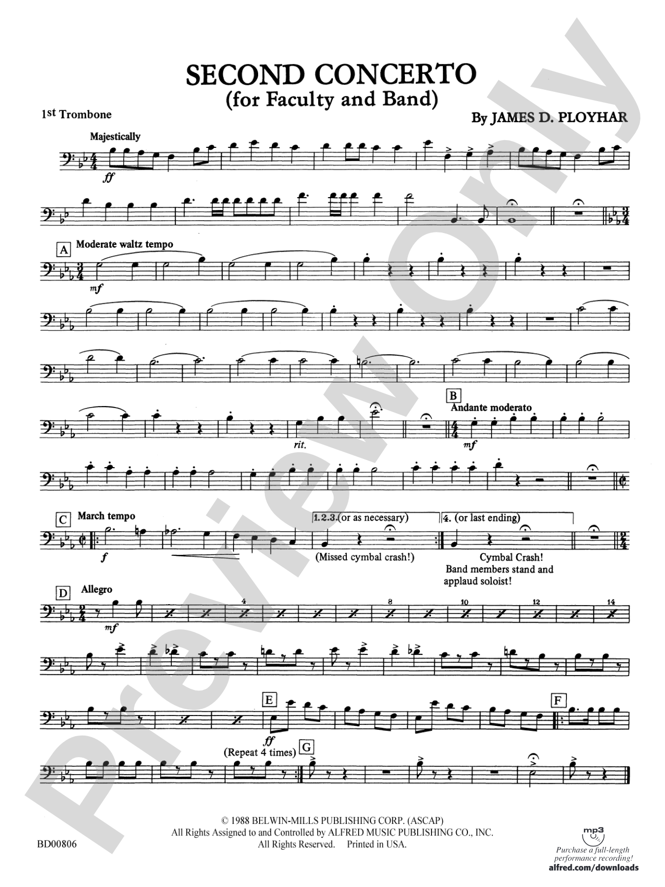 Second Concerto for Faculty and Band: 1st Trombone