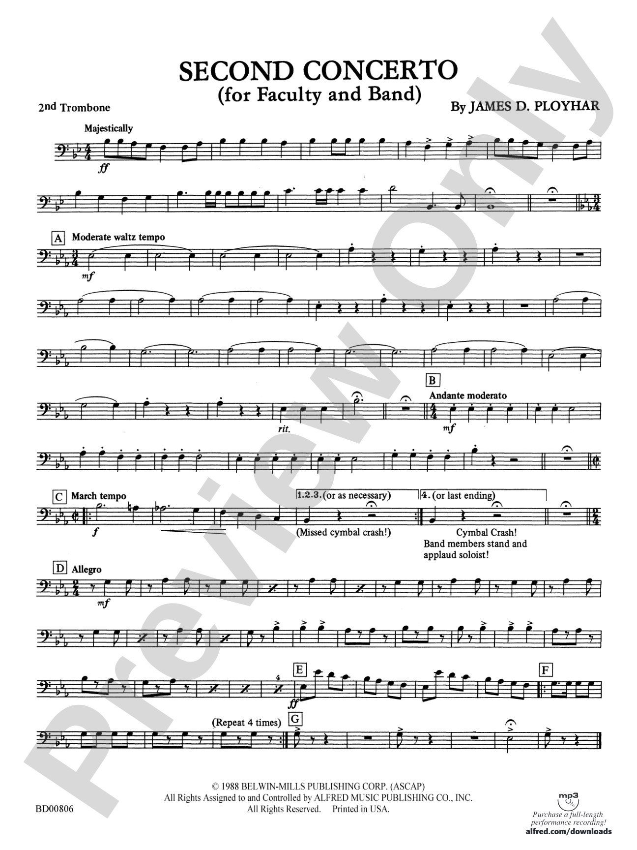 Second Concerto for Faculty and Band: 2nd Trombone
