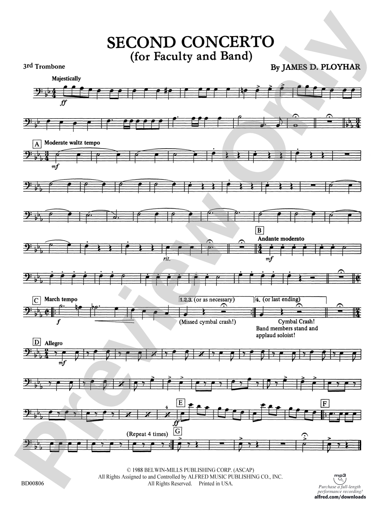 Second Concerto for Faculty and Band: 3rd Trombone