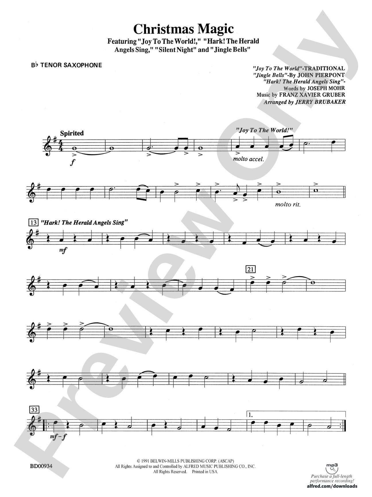 Christmas Magic: B-flat Tenor Saxophone