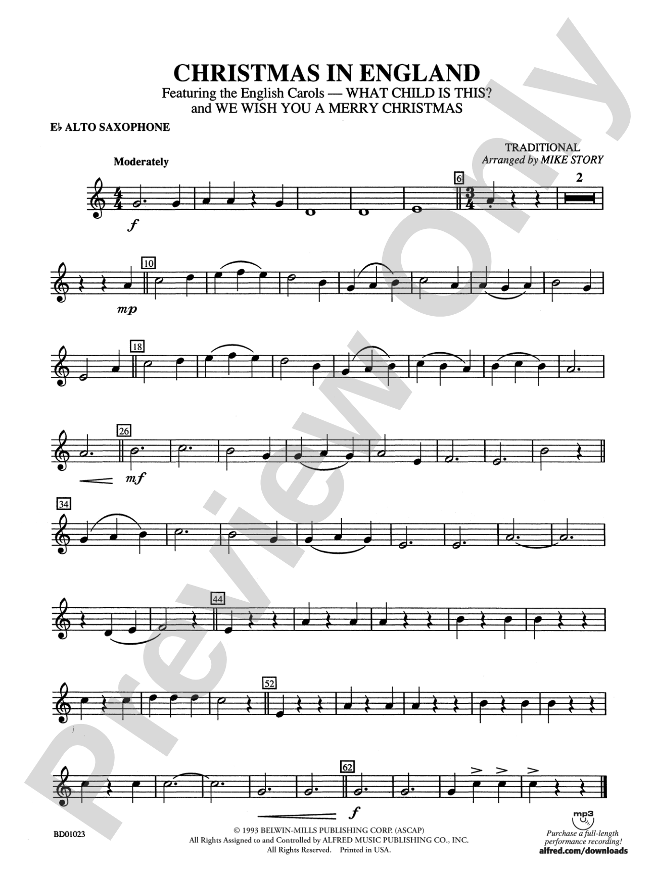 Christmas in England: E-flat Alto Saxophone