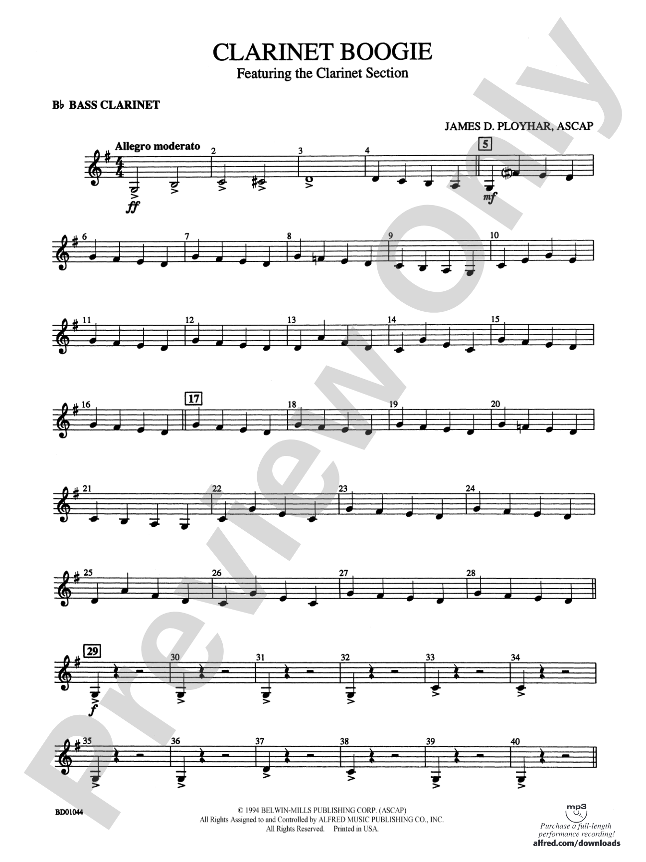 Clarinet Boogie: B-flat Bass Clarinet