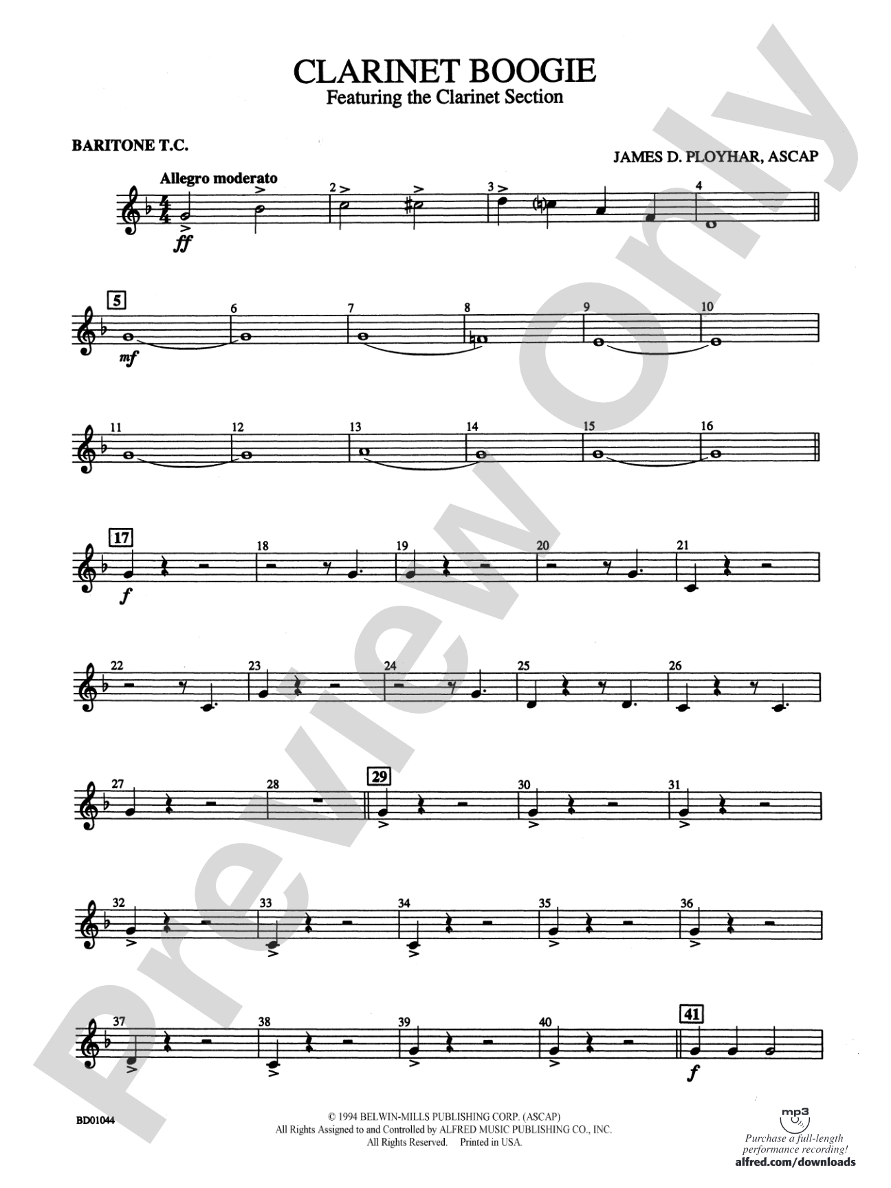Clarinet Boogie: Baritone T.C.