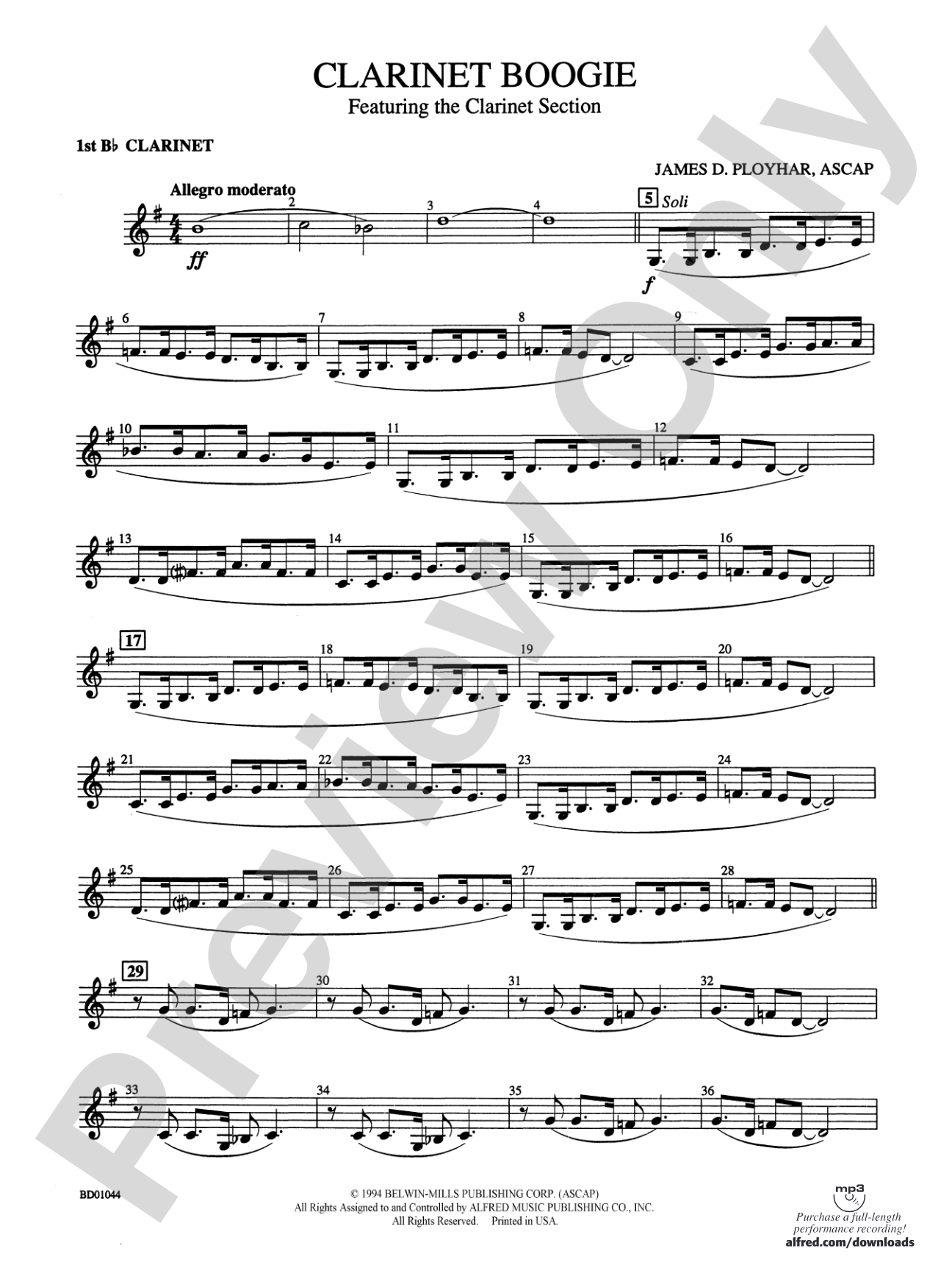Clarinet Boogie: 1st B-flat Clarinet