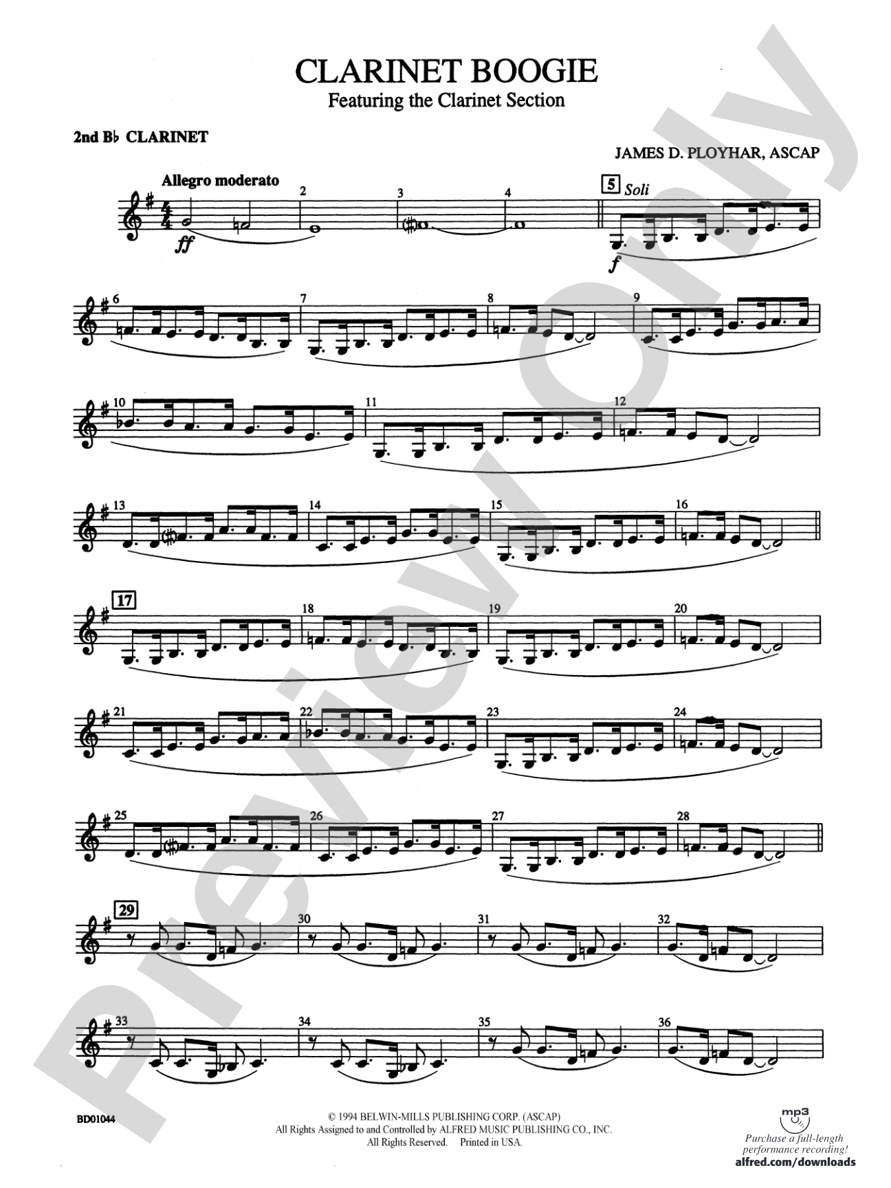 Clarinet Boogie: 2nd B-flat Clarinet