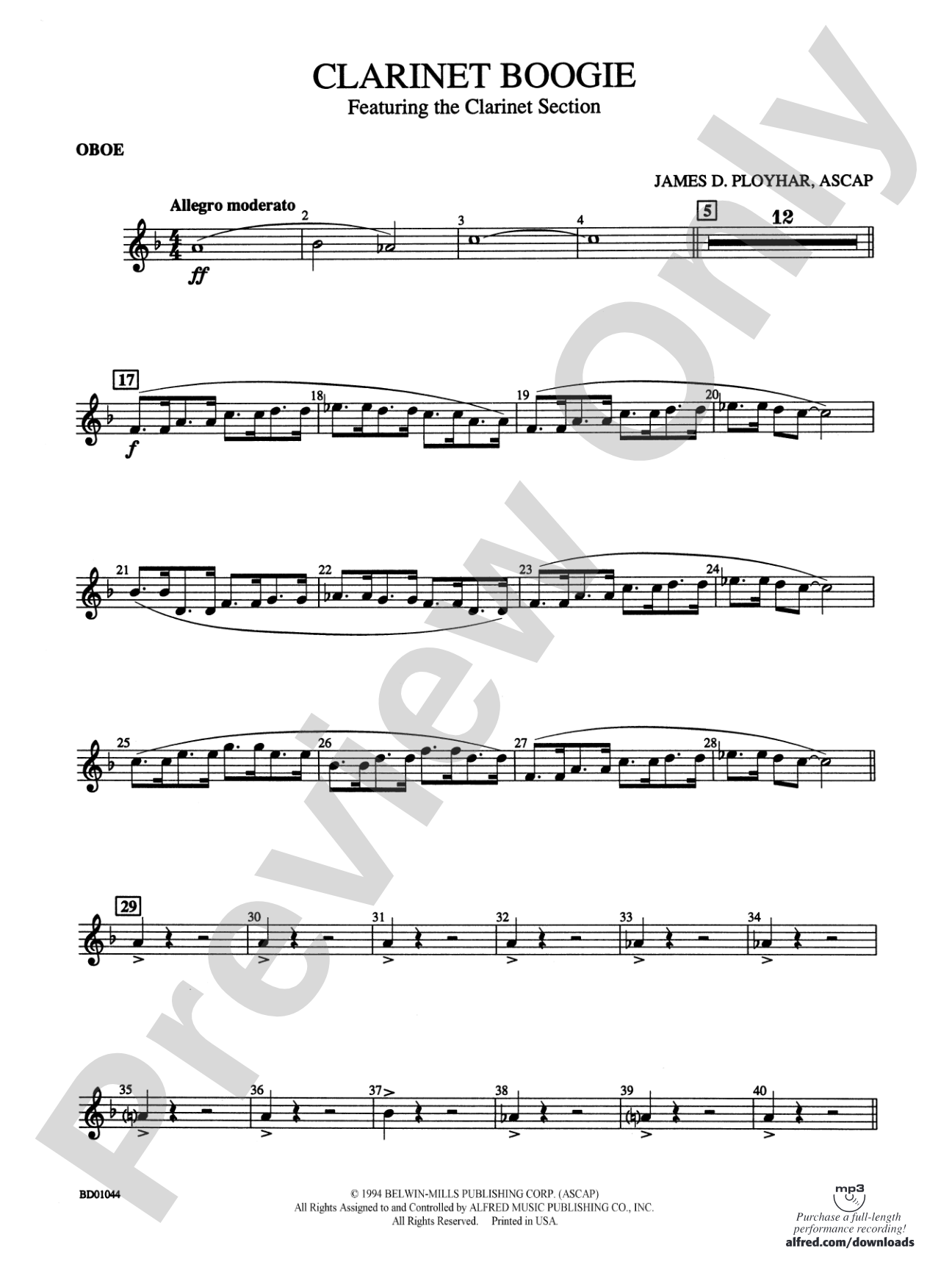 Clarinet Boogie: Oboe