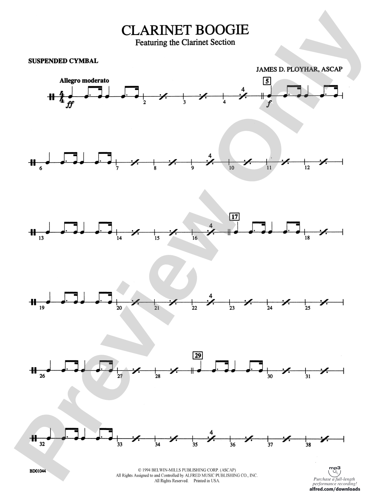 Clarinet Boogie: 2nd Percussion