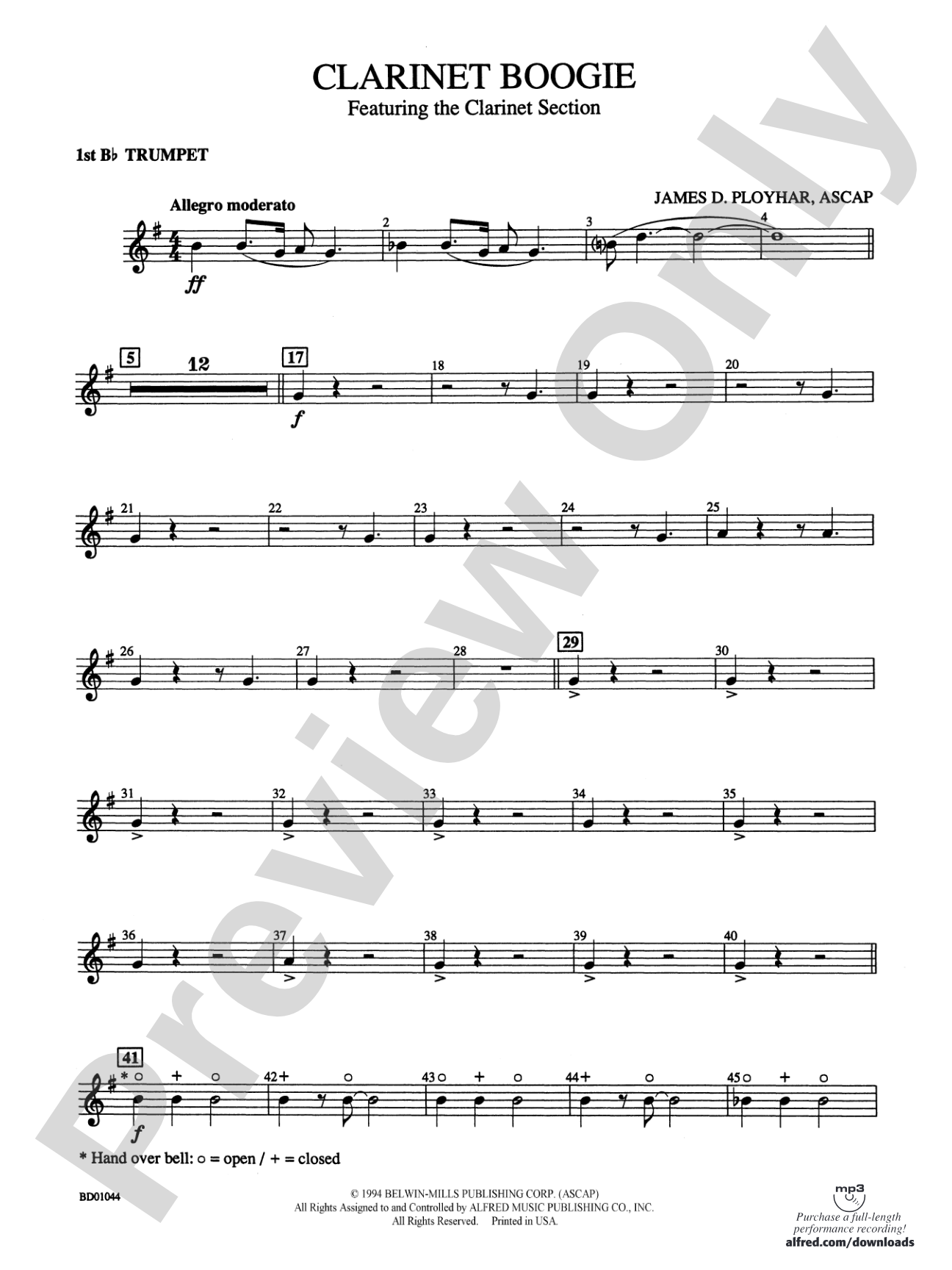 Clarinet Boogie: 1st B-flat Trumpet