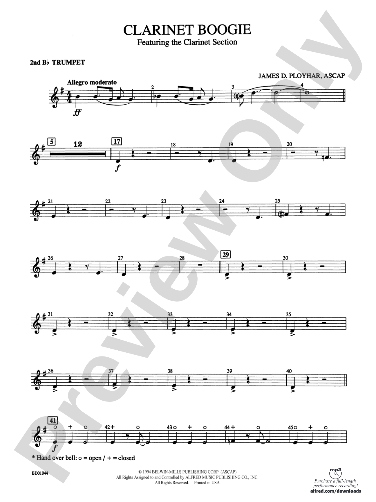 Clarinet Boogie: 2nd B-flat Trumpet