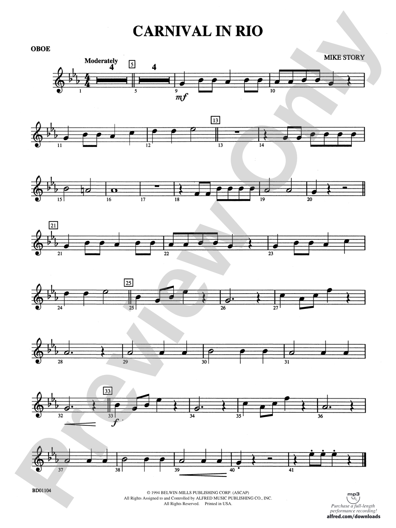 Carnival in Rio: Oboe