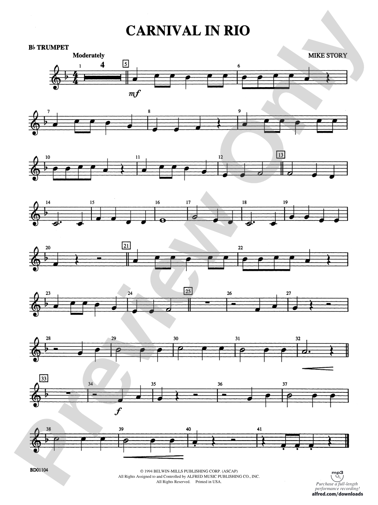 Carnival in Rio: 1st B-flat Trumpet