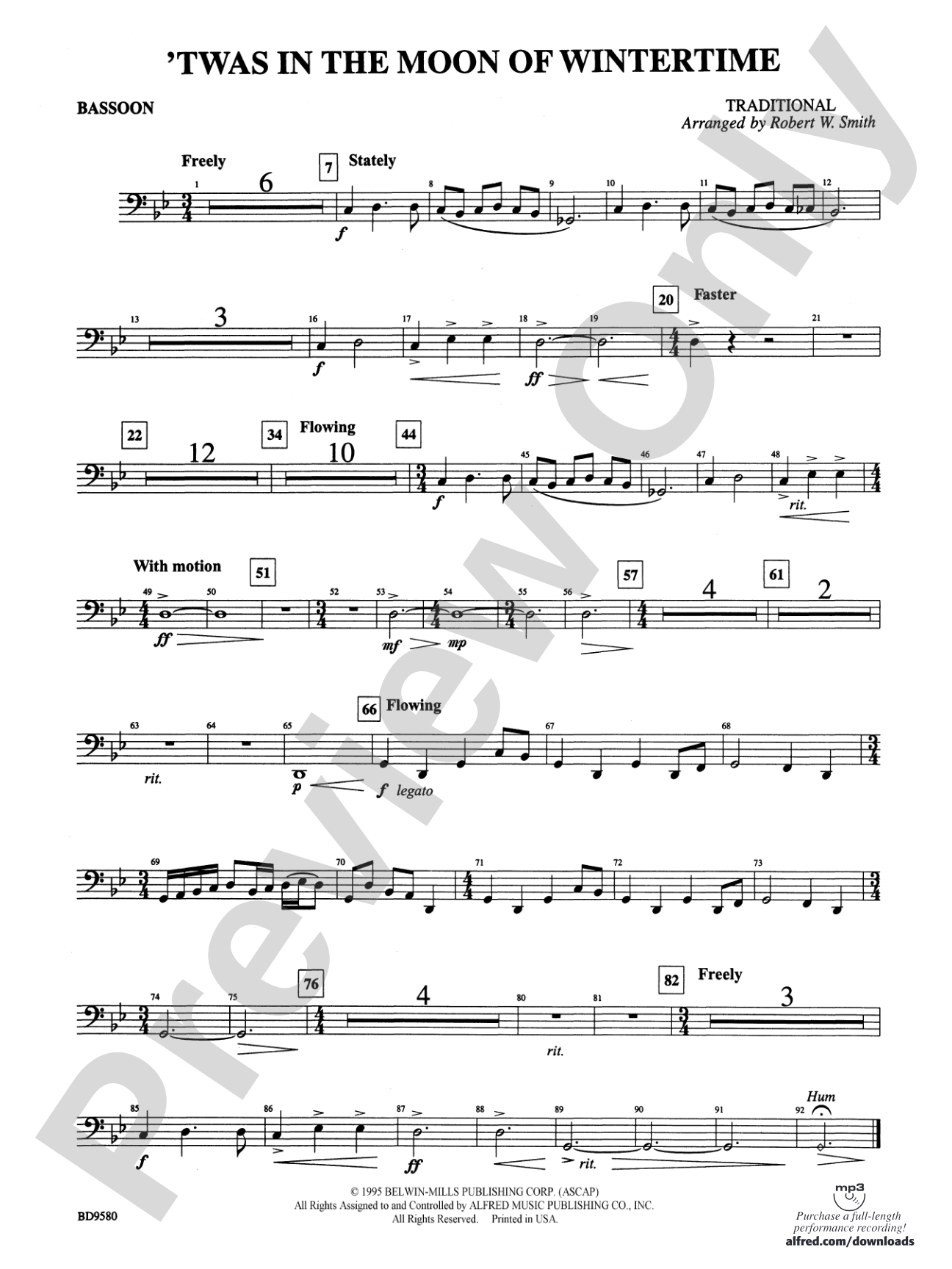Twas in the Moon of Wintertime: Bassoon